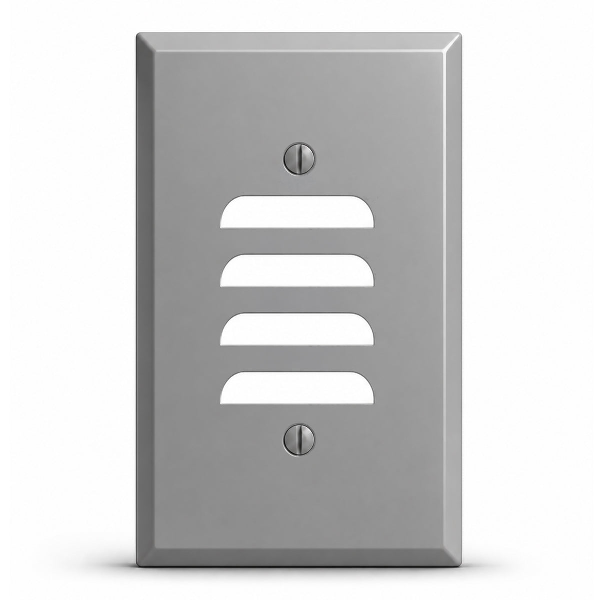 1-Gang, Standard Size, Louver Opening (Vertical Position), Gray Semi-Gloss Finish, Painted Metal Wall Plate Outlet Cover - Made in USA