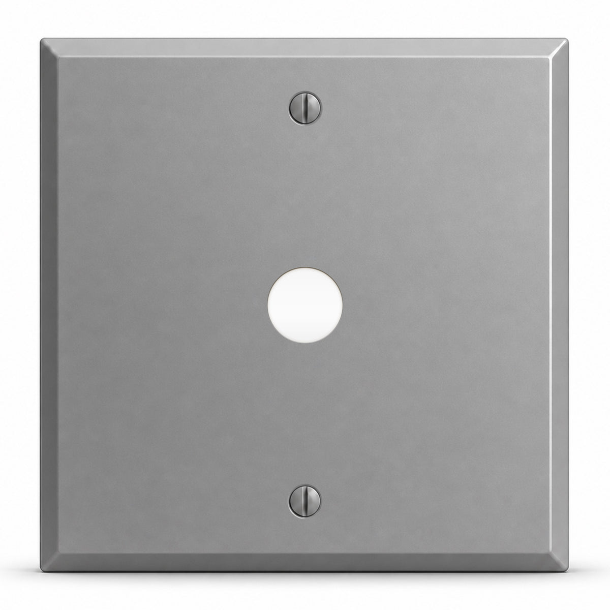2-Gang, Standard Size, 1 Telephone Opening (5/8 in. ID, Centered), Gray Semi-Gloss Finish, Painted Metal Wall Plate Outlet Cover - Made in USA
