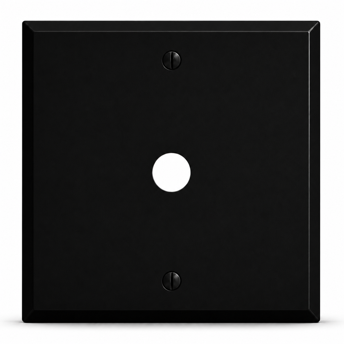 2-Gang, Standard Size, 1 Telephone Opening (5/8 in. ID) Centered, Black Matte, Painted Metal Wall Plate Outlet Cover - Made in USA
