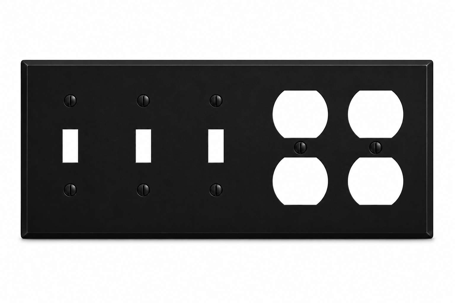 2-Gang, Standard Size, 1 Duplex Receptacle, 1 Single Receptacle Opening (1.405 in. ID), Black Matte, Painted Metal Wall Plate Outlet Cover β Made in USA