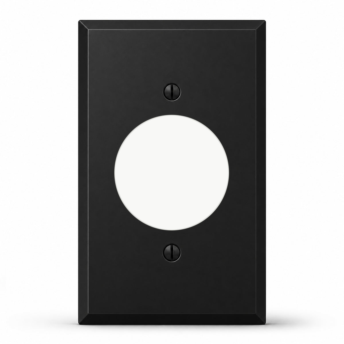 1-Gang, Standard Size, 30A 3 & 4-Wire Turnlok Round Receptacle Opening (1.730 in. ID), Black Matte, Painted Metal Wall Plate Outlet Cover - Made in USA
