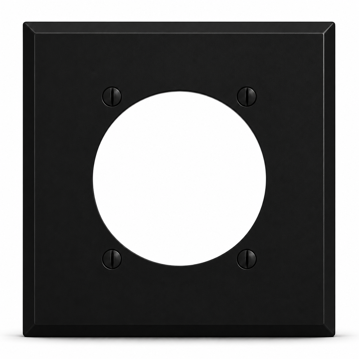2-Gang, Standard Size, Offset 30/50A 3 & 4-Wire Range/Dryer Round Receptacle Opening (2.165 in. ID), Black Matte, Painted Metal Wall Plate Outlet Cover - Made in USA