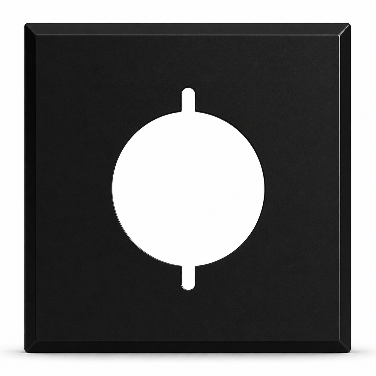 2-Gang, Standard Size, Centered 30/50A 3-Wire Range/Dryer Round Receptacle Opening (2.125 in. ID), Black Matte, Painted Metal Wall Plate Outlet Cover - Made in USA