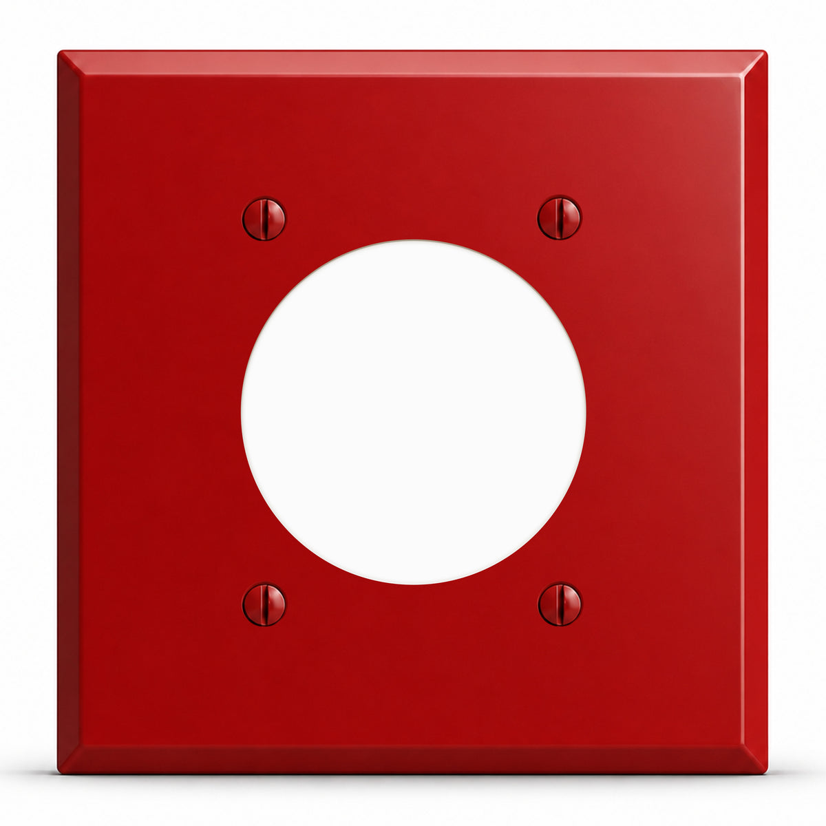 2-Gang, Standard Size, 1 30/50A 3 Wire Range/Dryer Round Receptacle Opening (2.125 in. ID), Red Semi-Gloss Finish, Painted Metal Wall Plate - Made in USA
