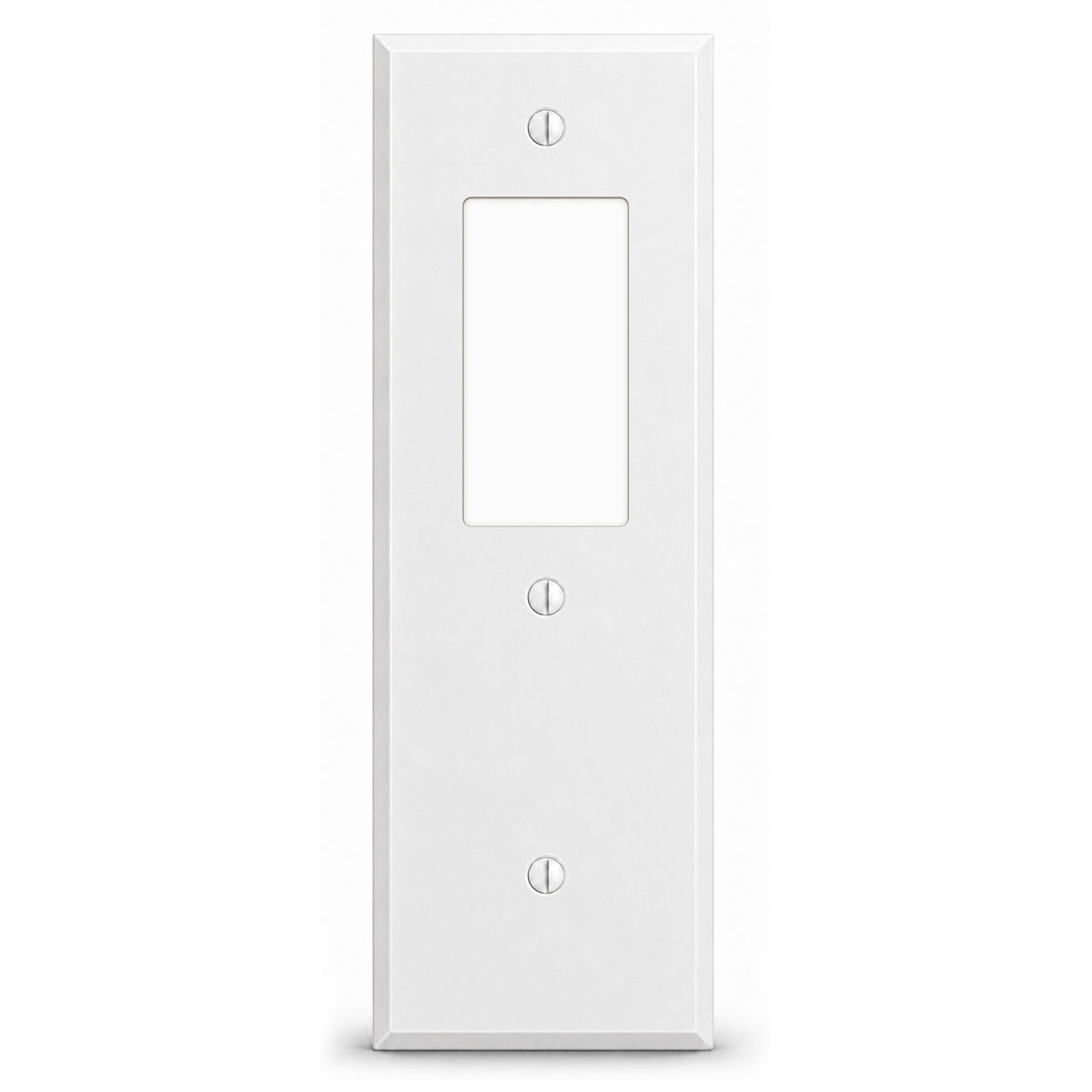 2-Gang Tandem Size, 1 GFI Opening & 1 Blank Opening, White Semi-Gloss Finish, Painted Metal Wall Plate Cover - Made in USA