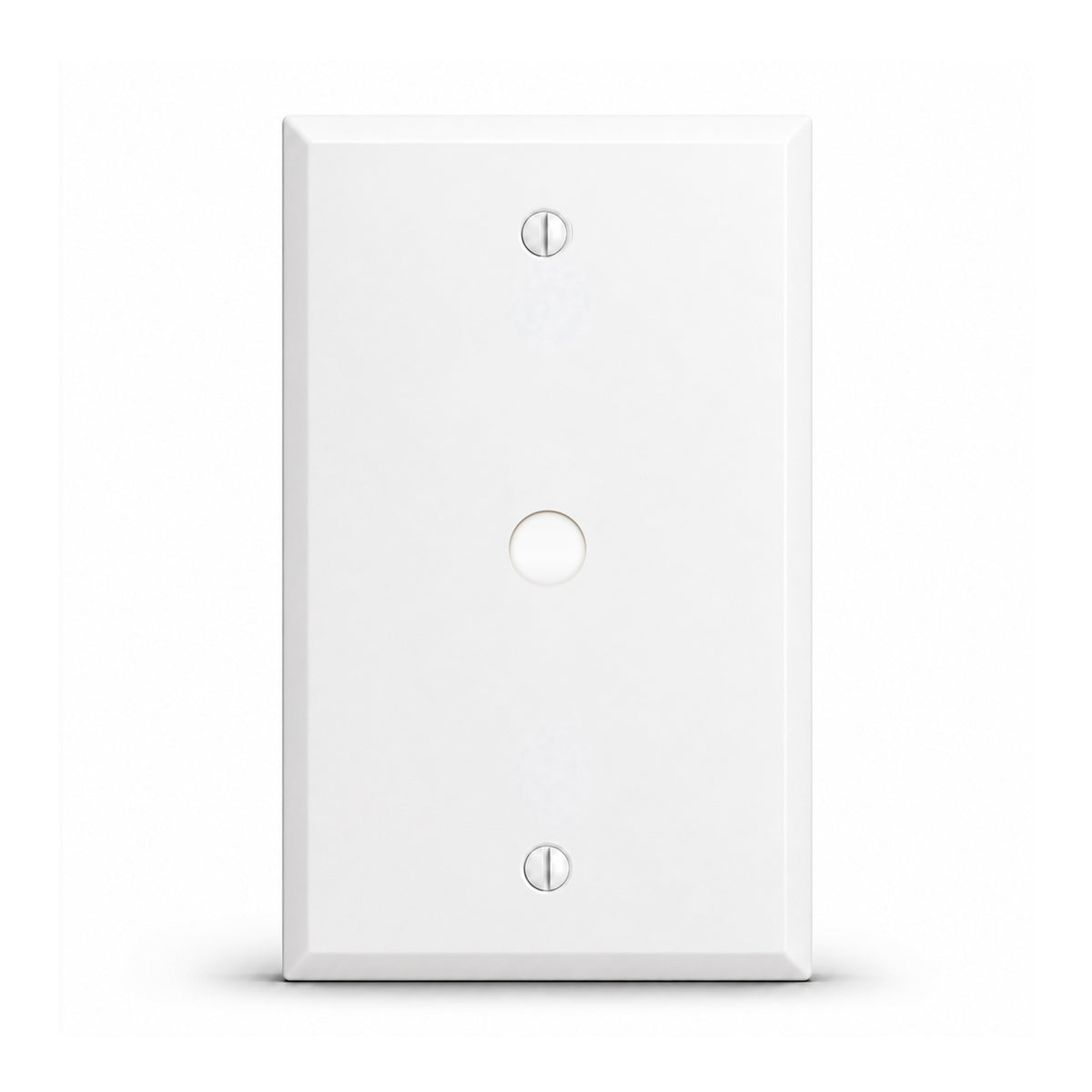 1-Gang, Standard Size, 3/8 in. Datacom Opening, White Semi-Gloss Finish, Painted Metal Wall Plate Outlet Cover - Made in USA