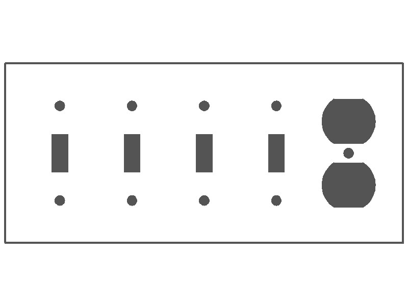 5-Gang Standard Size, (4) Toggle & (1) Duplex Configuration, White Semi-Gloss Painted Metal Wall Plate Cover, UL Listed, Made in USA
