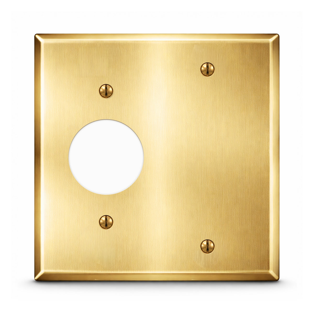 2-Gang, Standard Size, (1) Single Receptacle Opening, (1) GFCI Opening, Satin Brass, Metal Wall Plate Outlet Cover - Made in USA