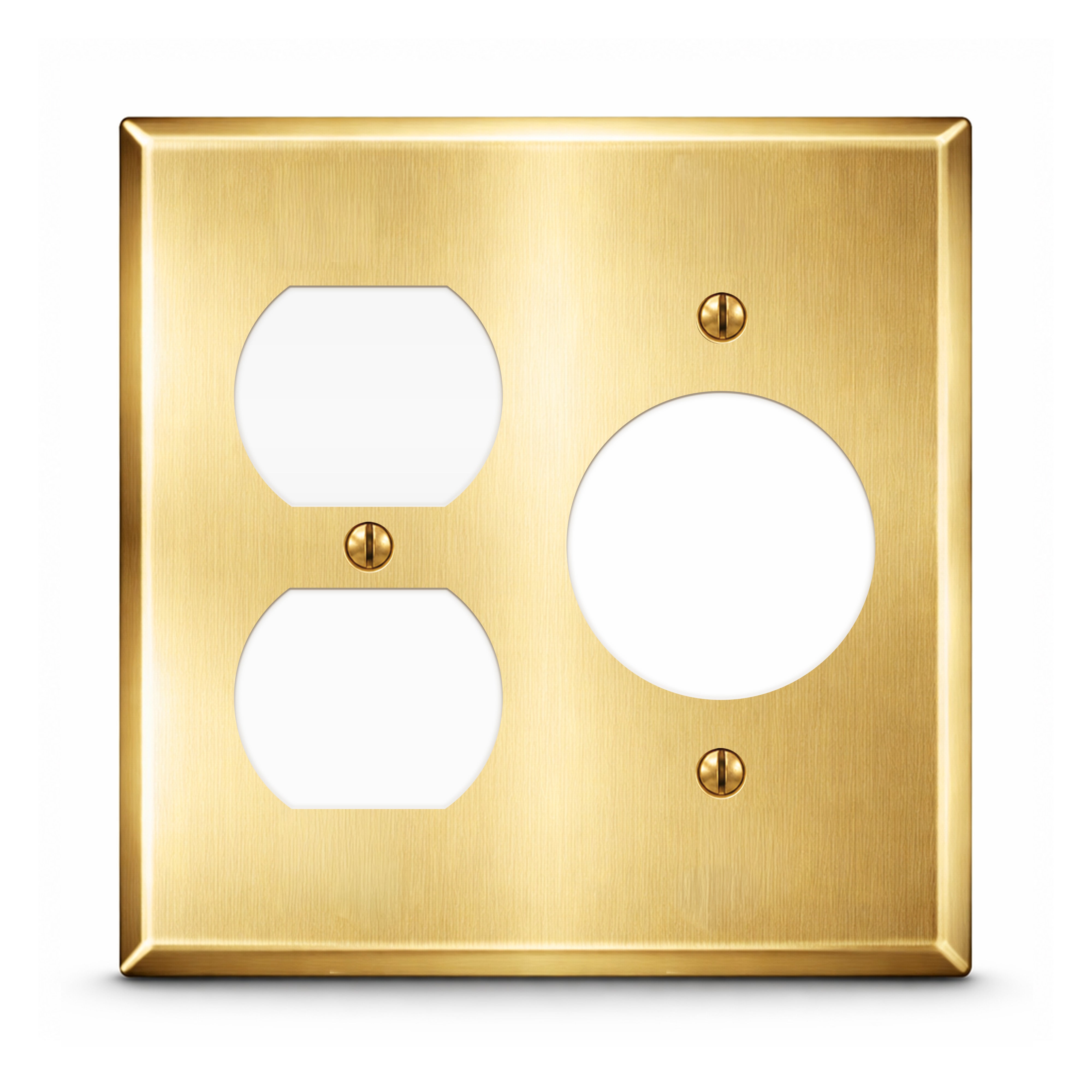 2-Gang, Standard Size, (1) Duplex, (1) 20 Amp TL Receptacle Opening (1.620 in. ID), Metallic Finish Wall Plate Outlet Cover - Made in USA