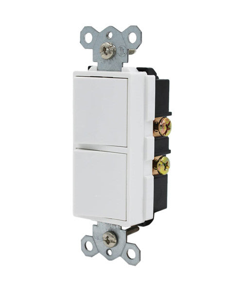 Double Decorator Switch, Single Pole, 15A-120V/277V AC