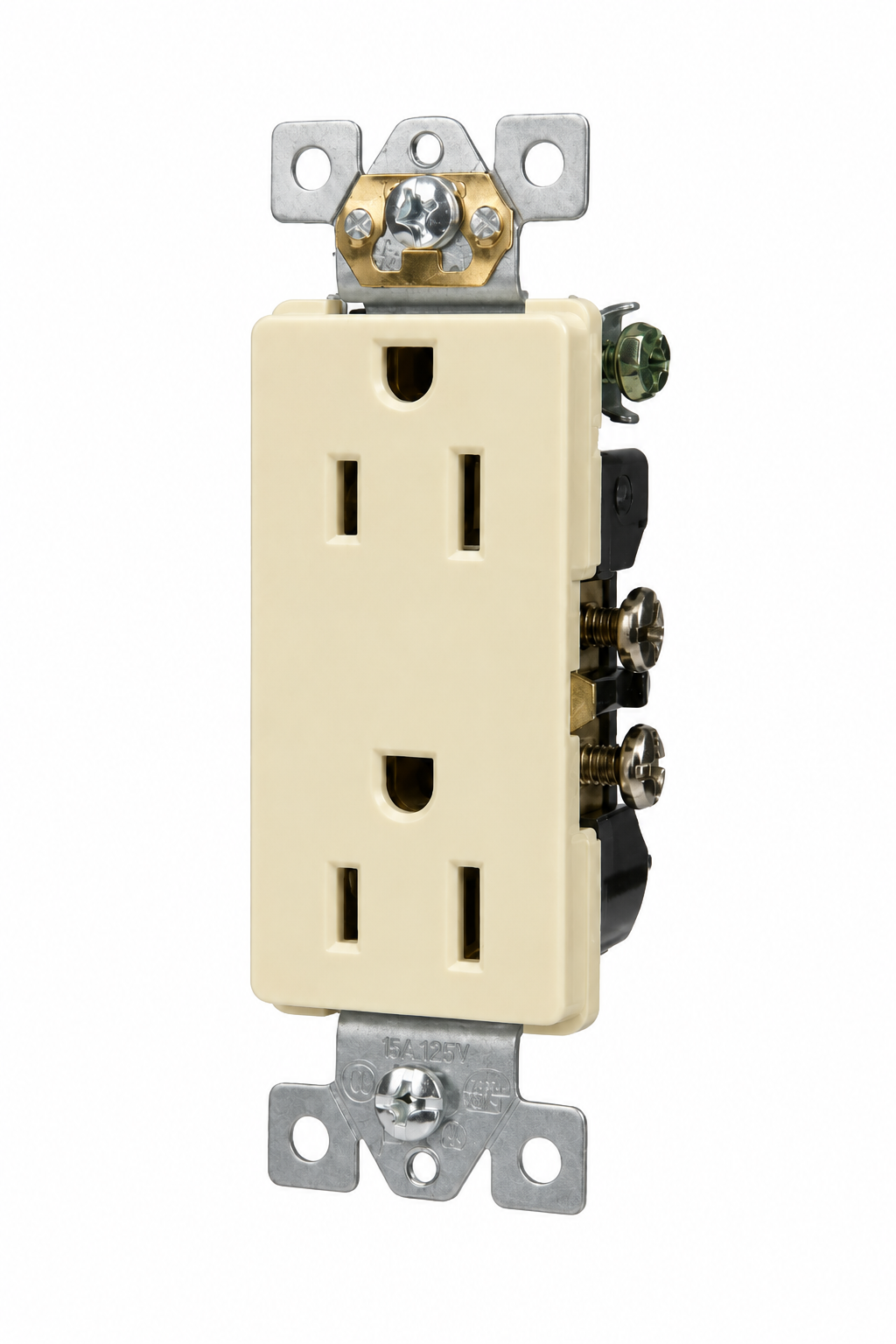 Ivory, Decorator Duplex Receptacle 15A-125V
