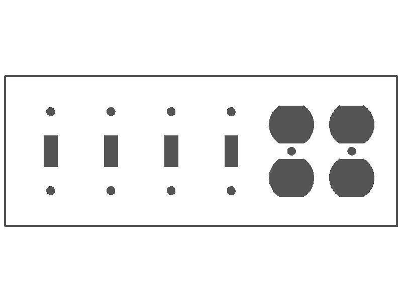 6-Gang, Standard Size, (4) Toggle (2) Duplex Openings, Ivory Semi-Gloss Finish, Metal Wall Plate Outlet Cover - Made in USA