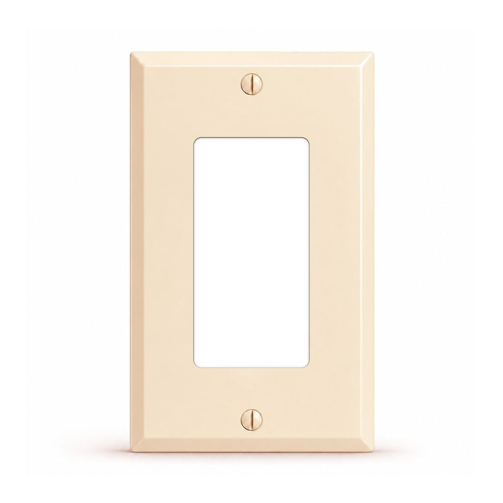 1-Gang, Standard Size, GFI Opening, Almond Semi-Gloss Finish, Metal Wall Plate Outlet Cover - Made in USA