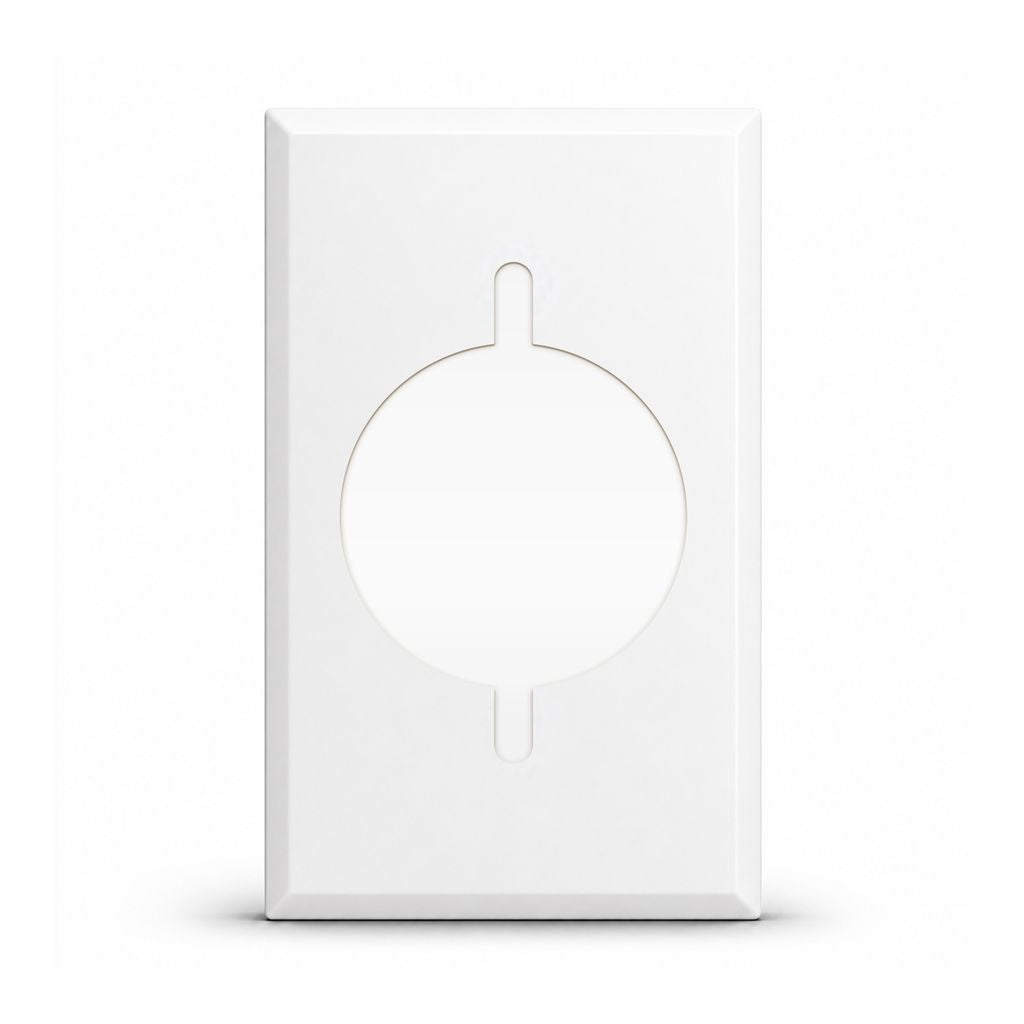 1-Gang, Standard Size, 30/50A 3 Wire Range/Dryer Round Receptacle Opening (2.125 in. ID), White Semi-Gloss Finish, Painted Metal Wall Plate Outlet Cover - Made in USA