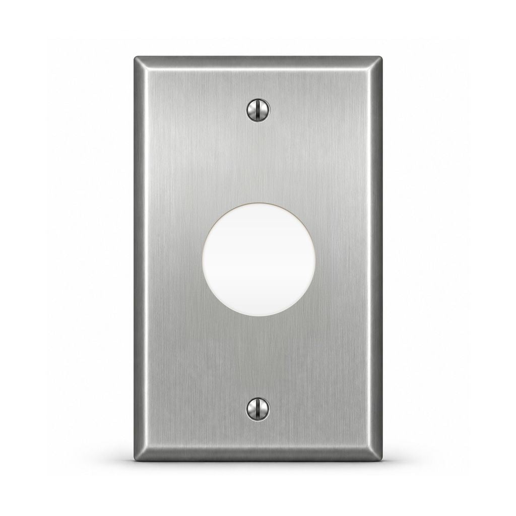 1-Gang, Standard Size, 1.25 in. Hole for Western Electric #548A Opening, Metallic Finish, Metal Wall Plate Outlet Cover - Made in USA