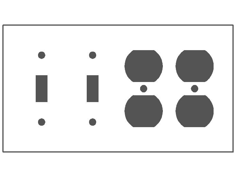 4-Gang, Standard Size, 2 Toggle / 2 Duplex Openings, Brown Semi-Gloss Finish, Painted Metal Wall Plate Outlet Cover - Made in USA
