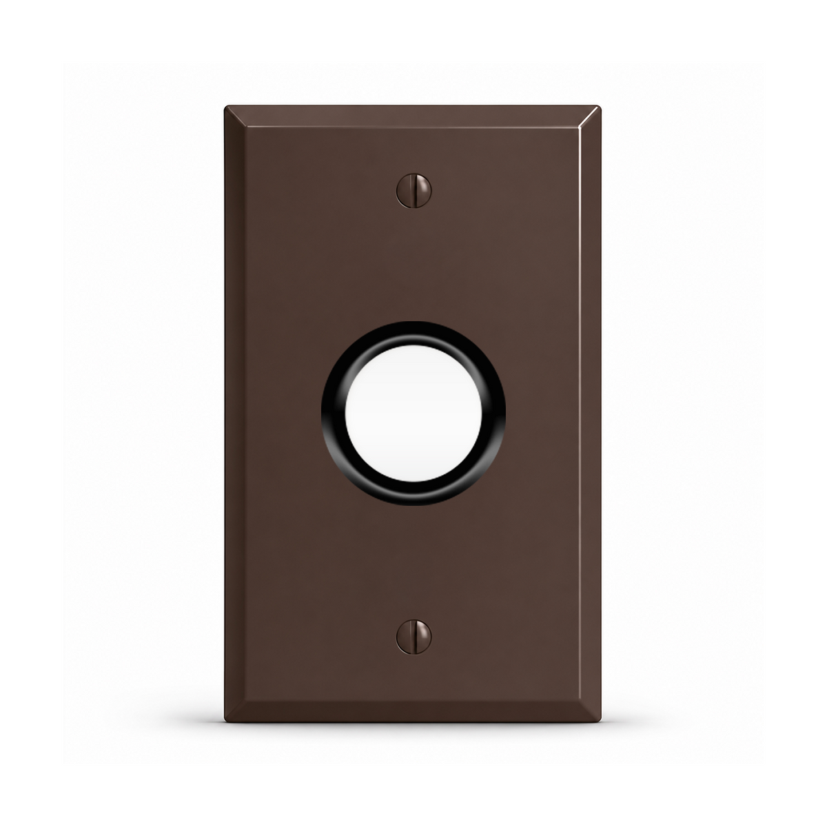 1-Gang, Standard Size, 1.405 in. Round Telephone Opening with 1 in. ID Plastic Bushing, Brown Semi-Gloss Finish, Painted Metal Wall Plate Outlet Cover - Made in USA