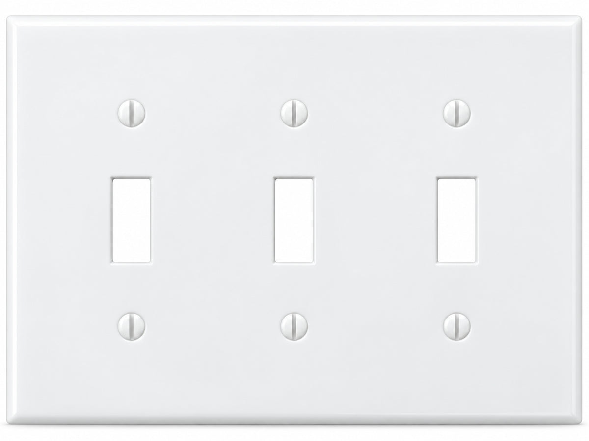 3-Gang, Standard Size, 3 Toggle, White Thermoplastic Wall Plate Cover
