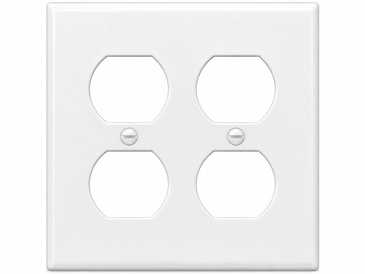 2-Gang, Standard Size, 2 Duplex, White Thermoplastic Wall Plate Cover