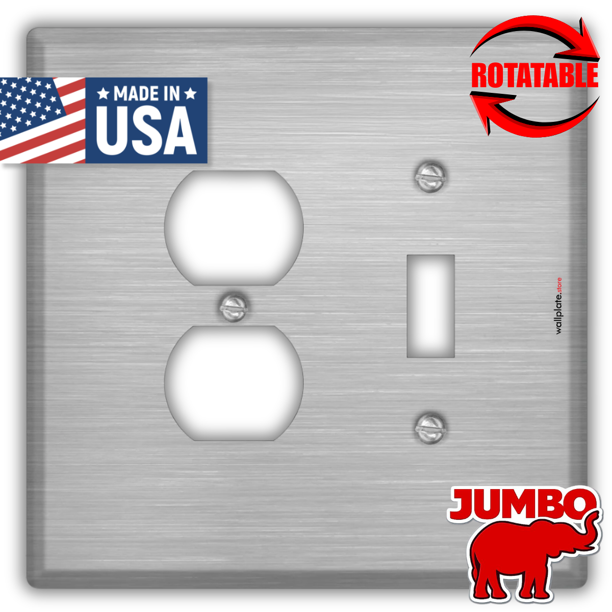 2 Gang Oversized Stainless Steel Duplex / Toggle Switch Plate - Made in USA