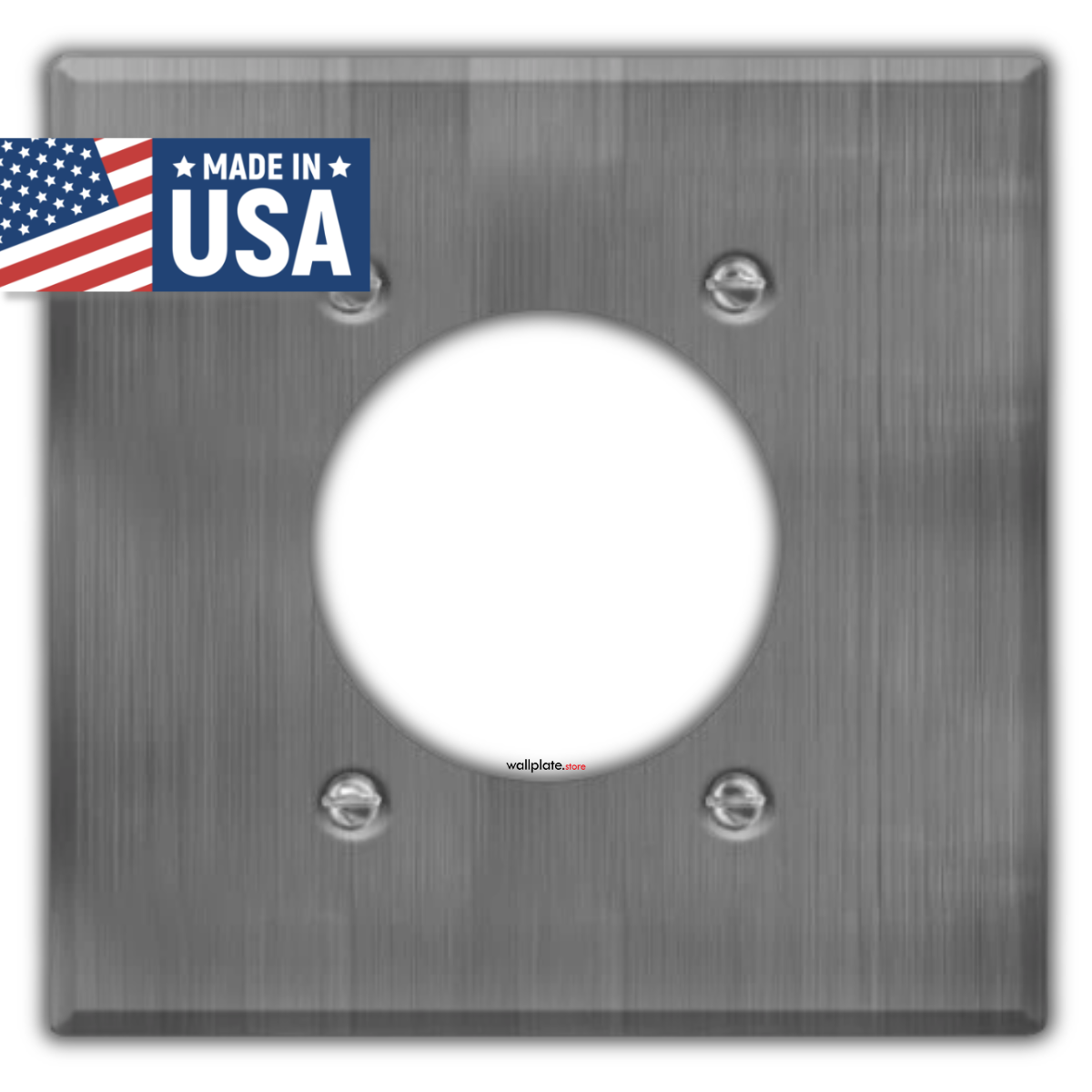 2 Gang Stainless Steel Dryer Wall Plate, Single Hole Receptacle Outlet Cover | Made in USA