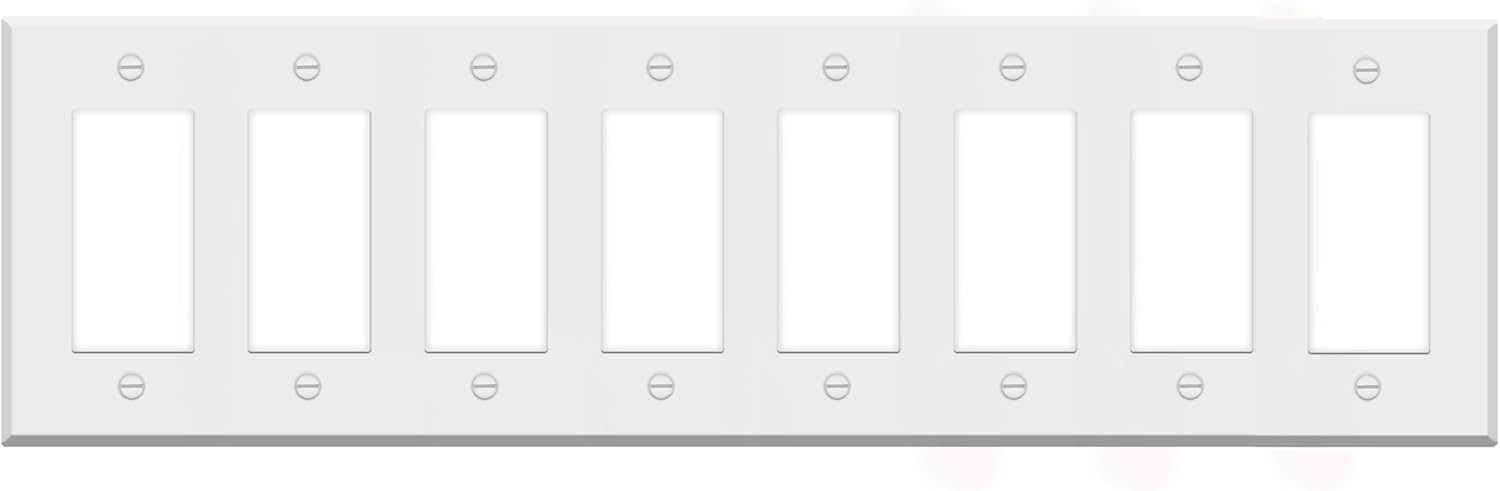 8 Gang White Metal Decora® Style Rocker GFCI Switch Wall Plate Cover