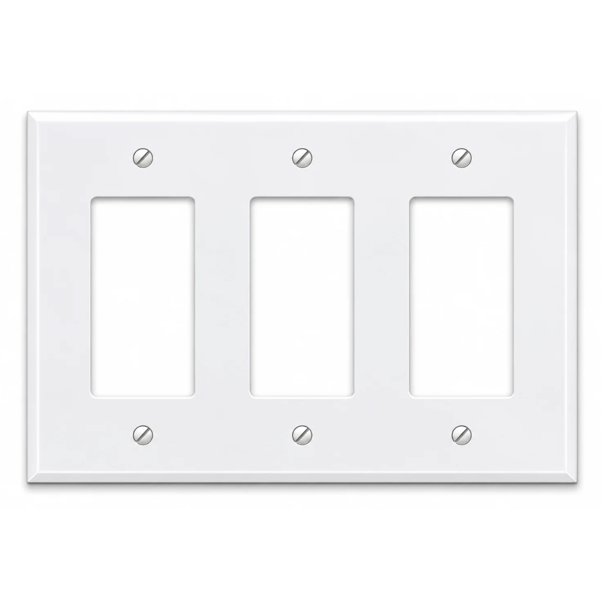 3-Gang Oversize Metal Wall Plate – 3 Decora/GFCI Openings – White Semi-Gloss, Item 86836