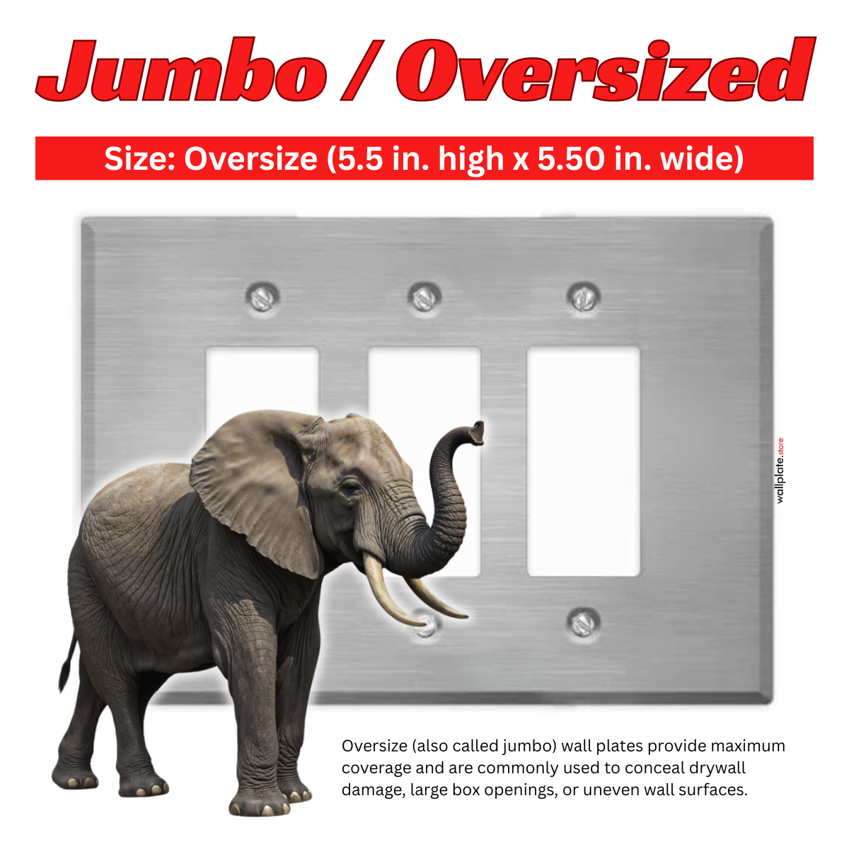 3-Gang Oversized Stainless Steel Rocker Switch Plate – Made in USA