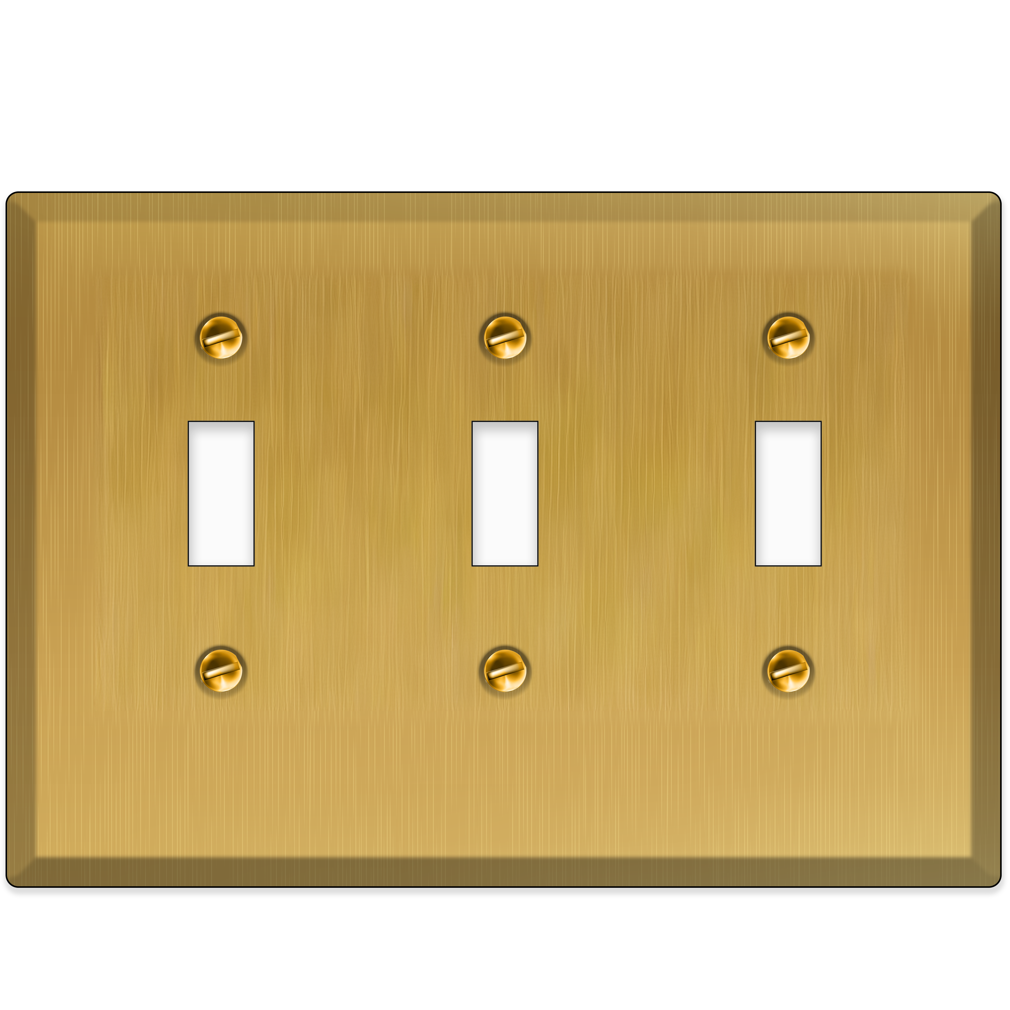 3-Gang, Standard Size, 3 Toggle Switch, Satin Finish Brass Metal Wall Plate Switch Cover - Made in USA