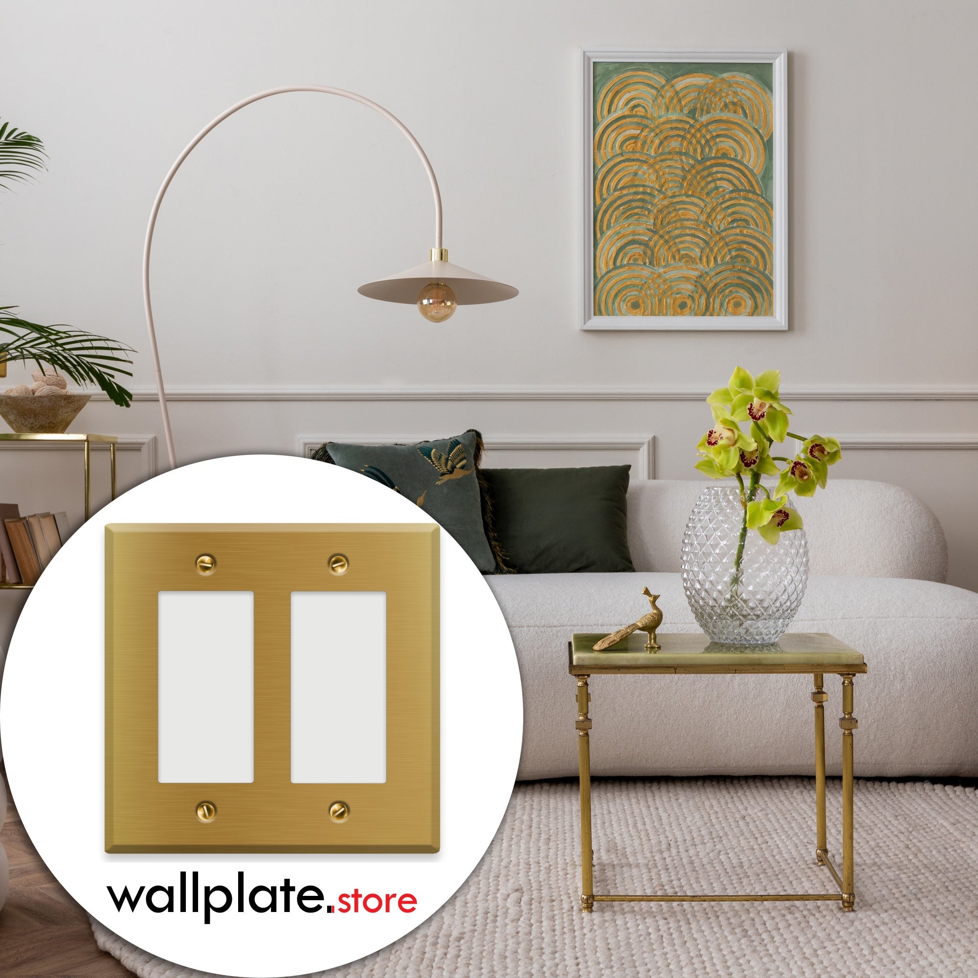 2-Gang Satin Brass Rocker Switch Plate Cover