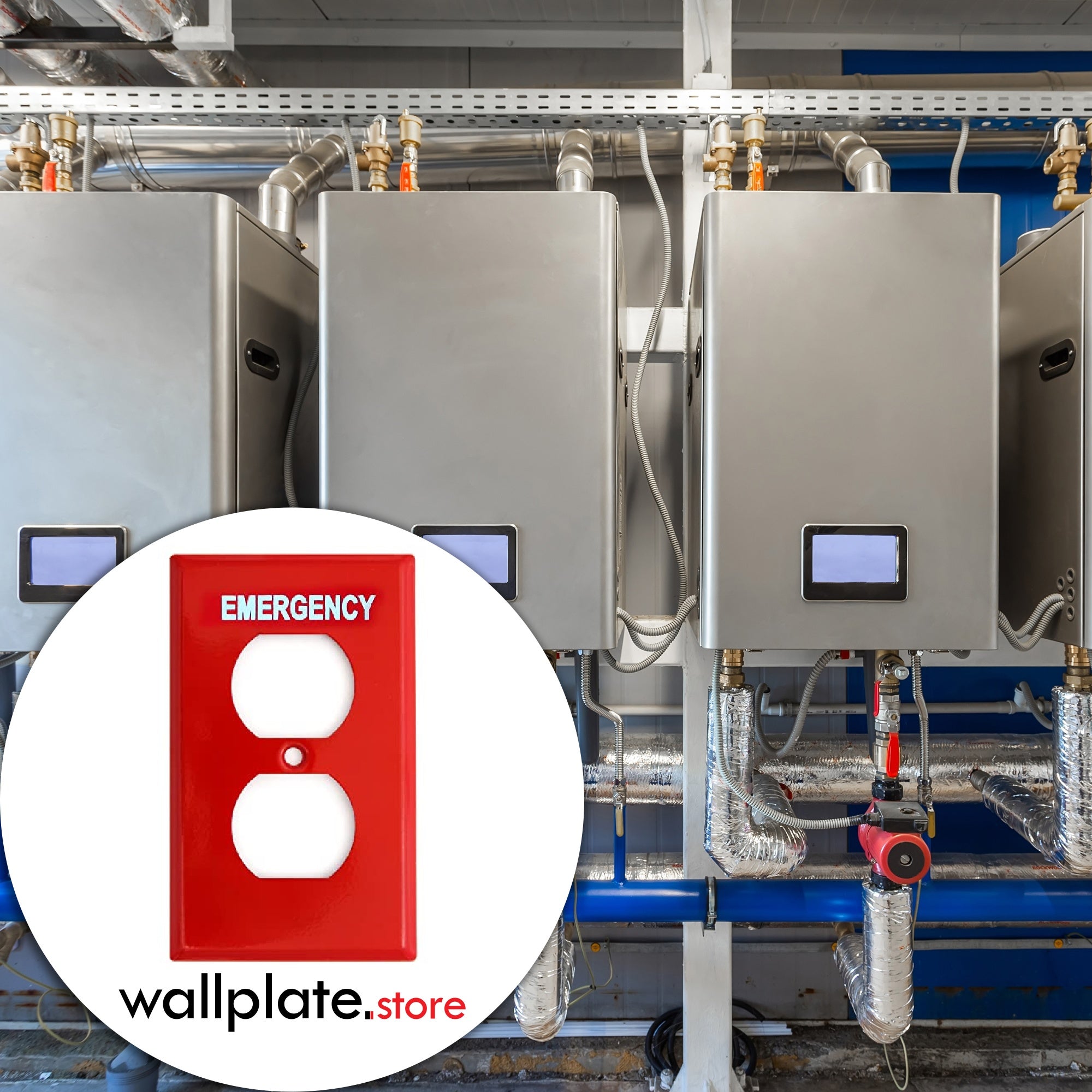 1 Gang Red Metal Emergency Duplex Receptacle Wallplate Cover