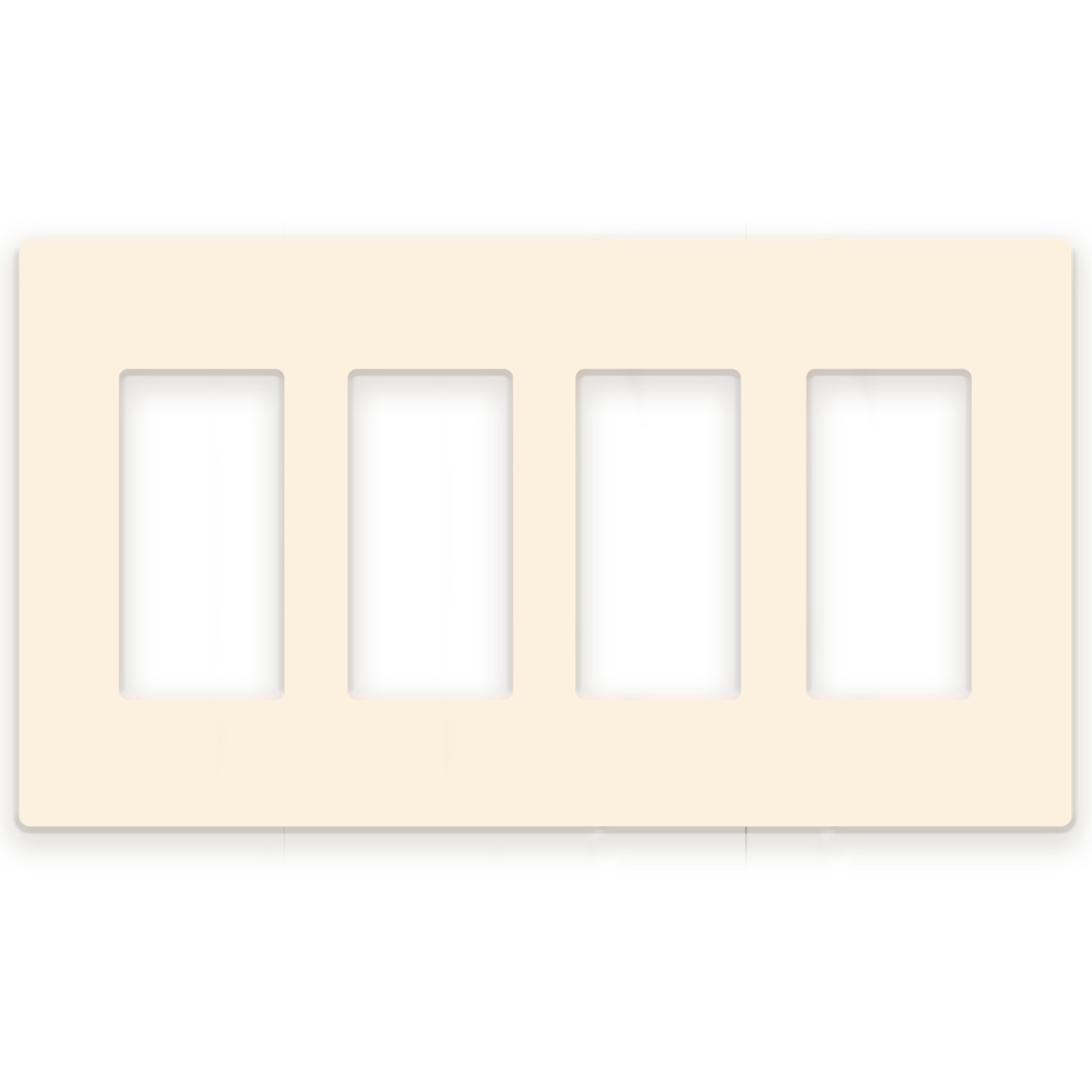 4 Gang Almond Screwless Rocker Switch Wall Plate