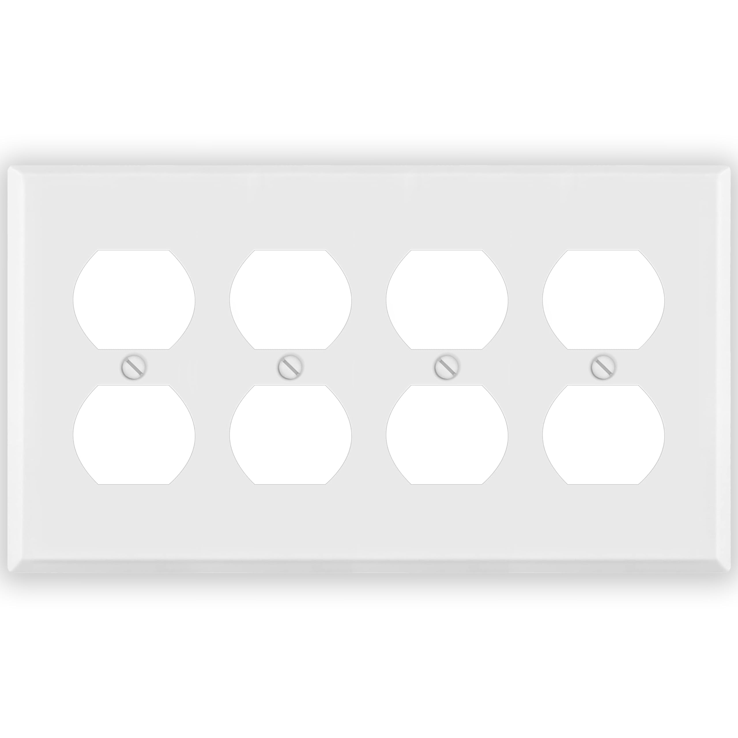4 Gang White Metal Duplex Receptacle Wall Plate