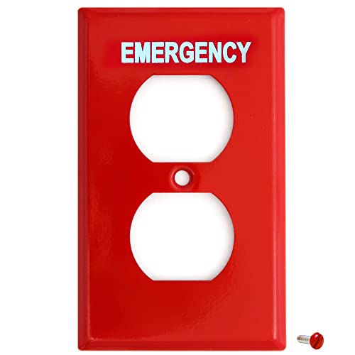 1 Gang Red Metal Emergency Duplex Receptacle Wallplate Cover