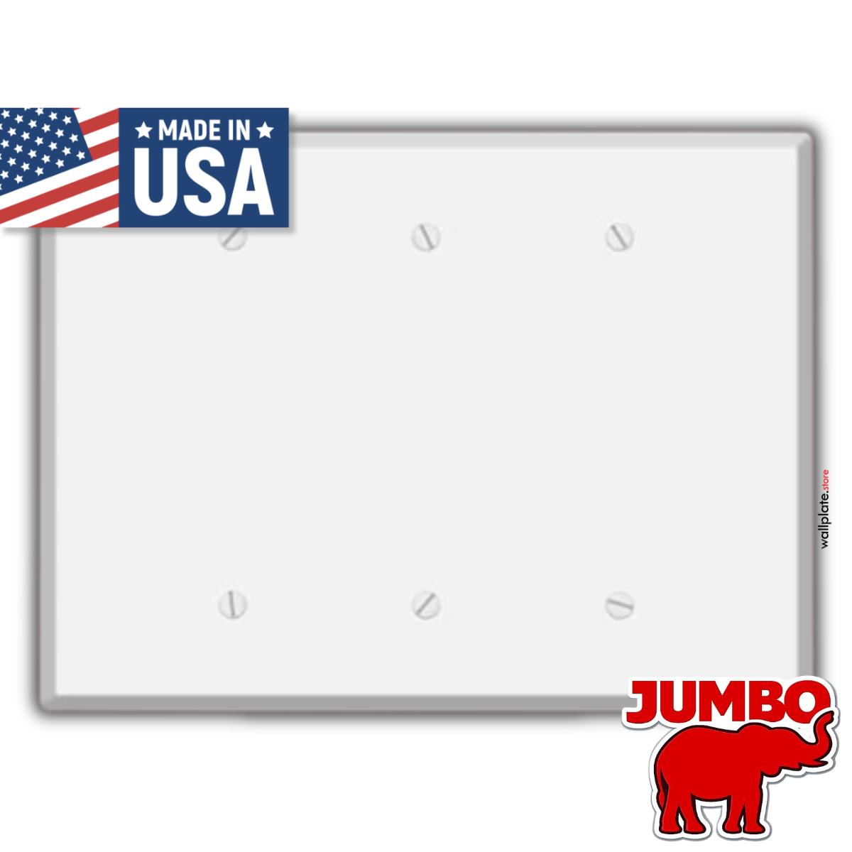 3 Gang Oversized, Blank, White Painted Metal Wallplate - Made in USA