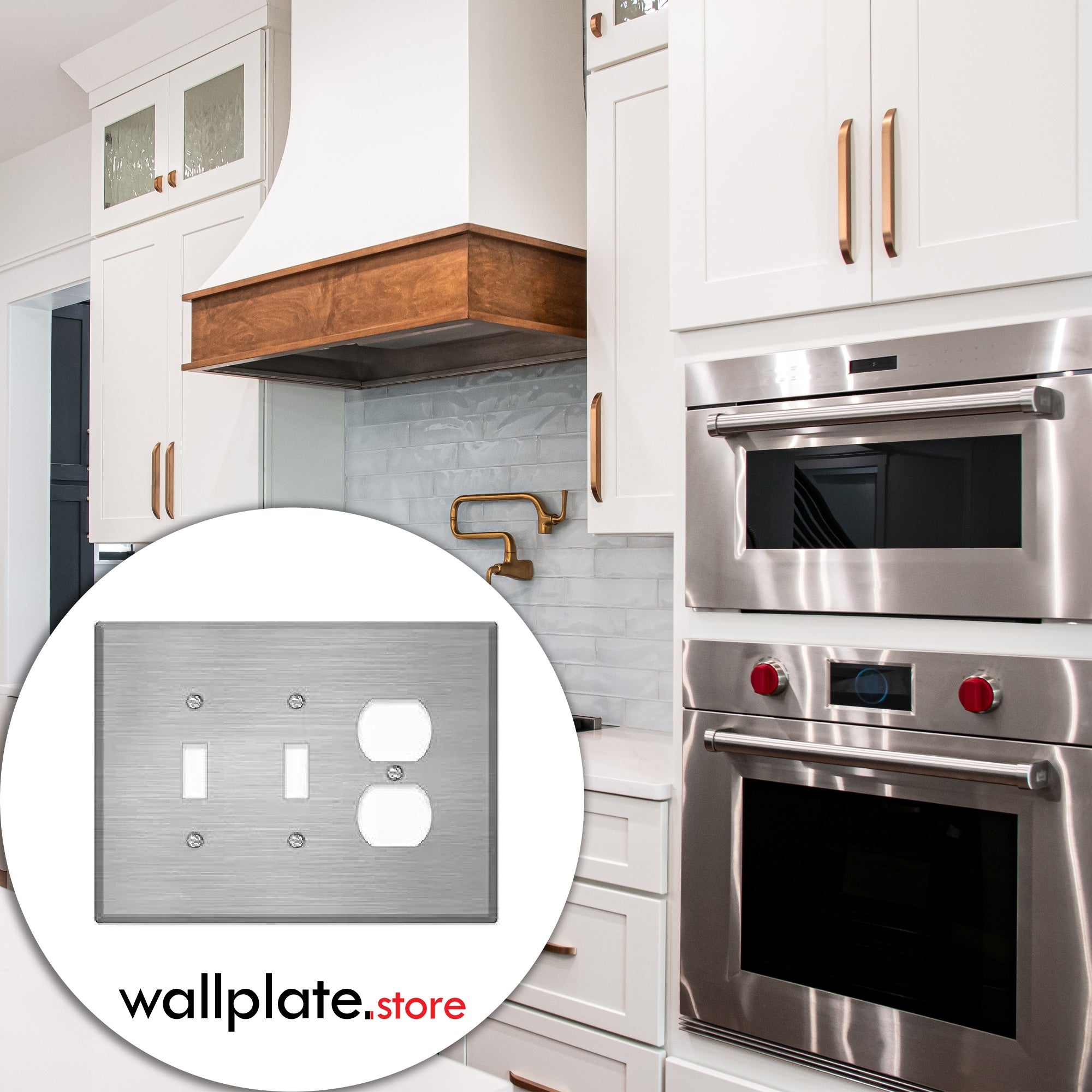 3 Gang Oversized, Stainless Steel Wallplate in use