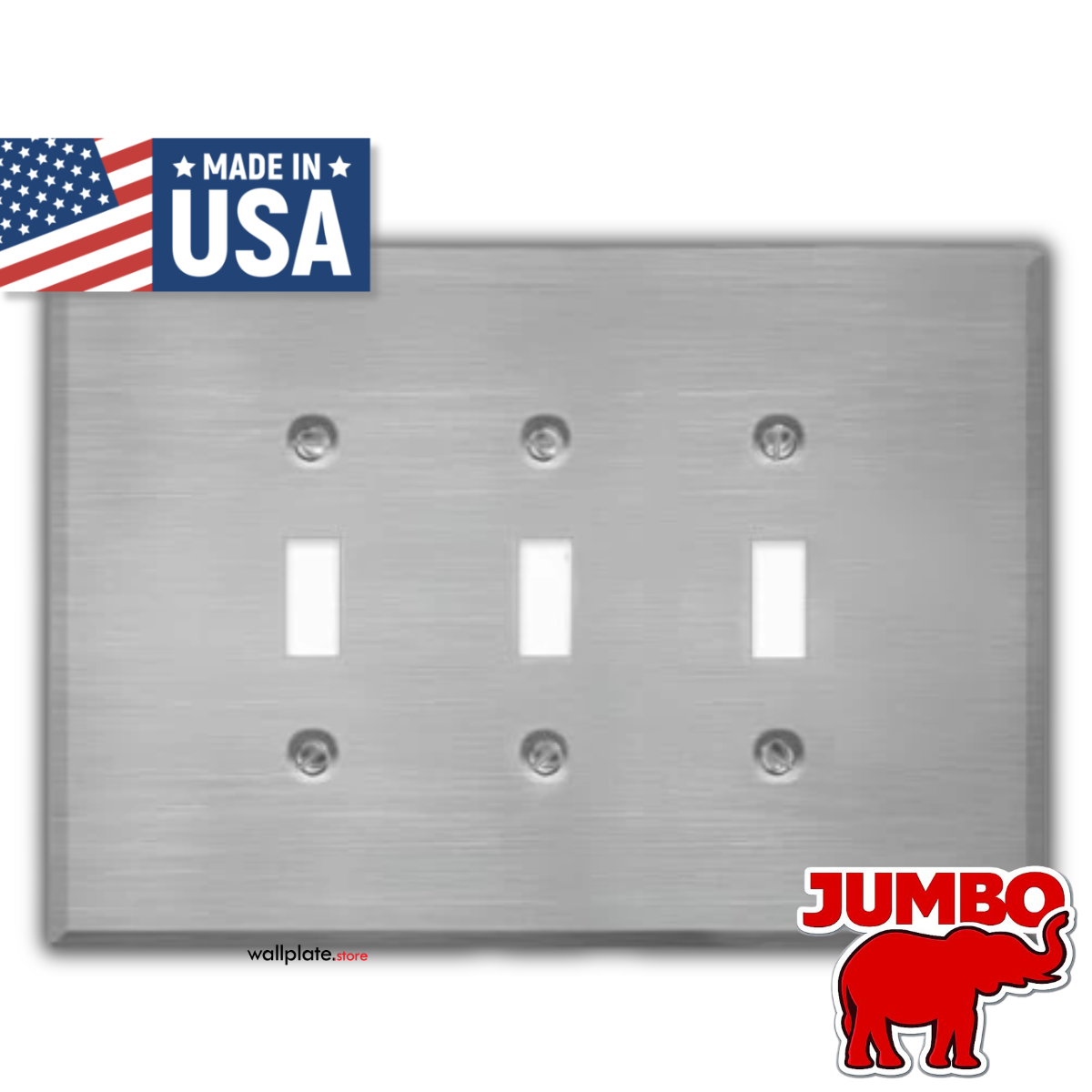 3 Gang Oversized, Toggle Switch Stainless Steel Wallplate