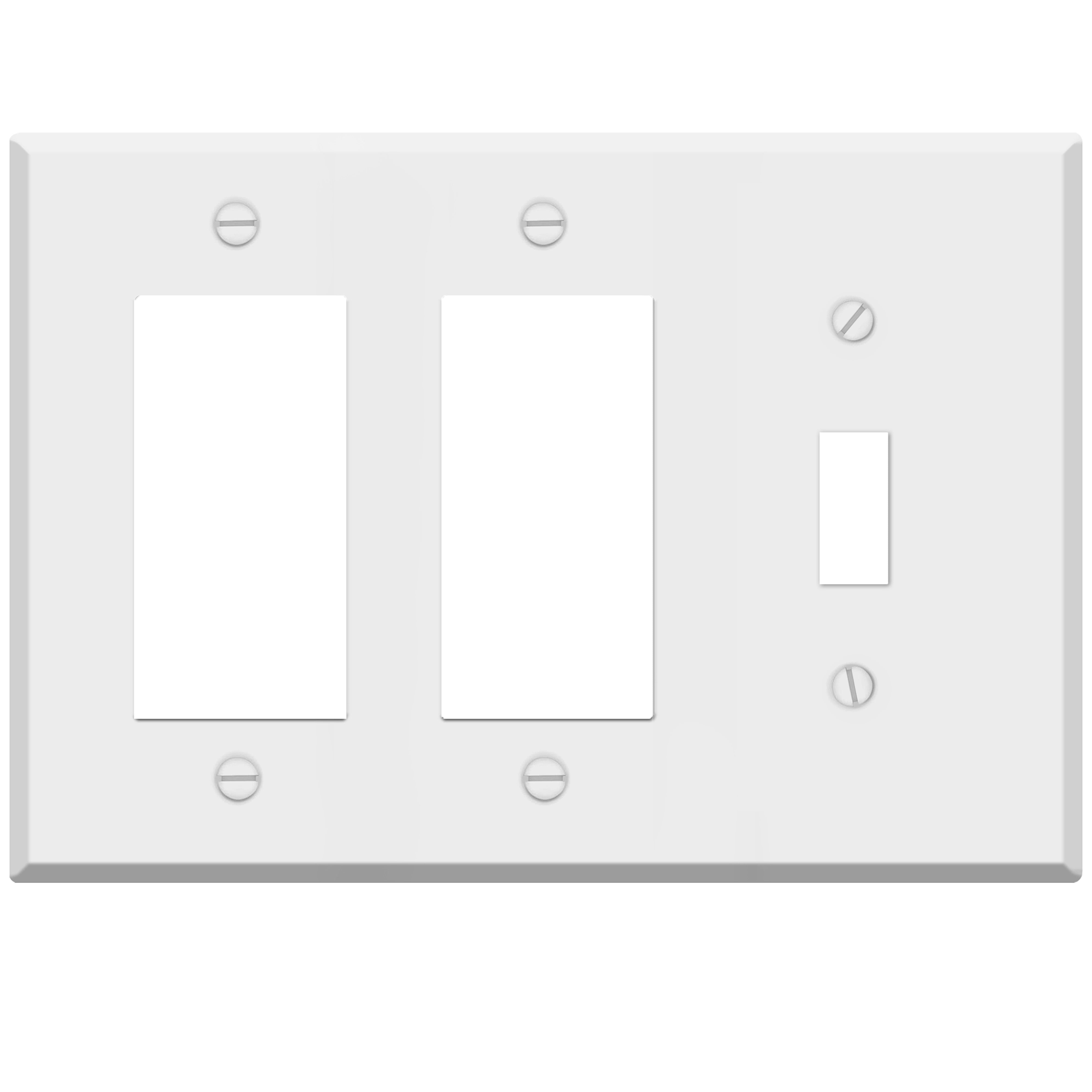 3 Gang standard size White Metal 2 Rocker and 1 Toggle Switch Wall plate