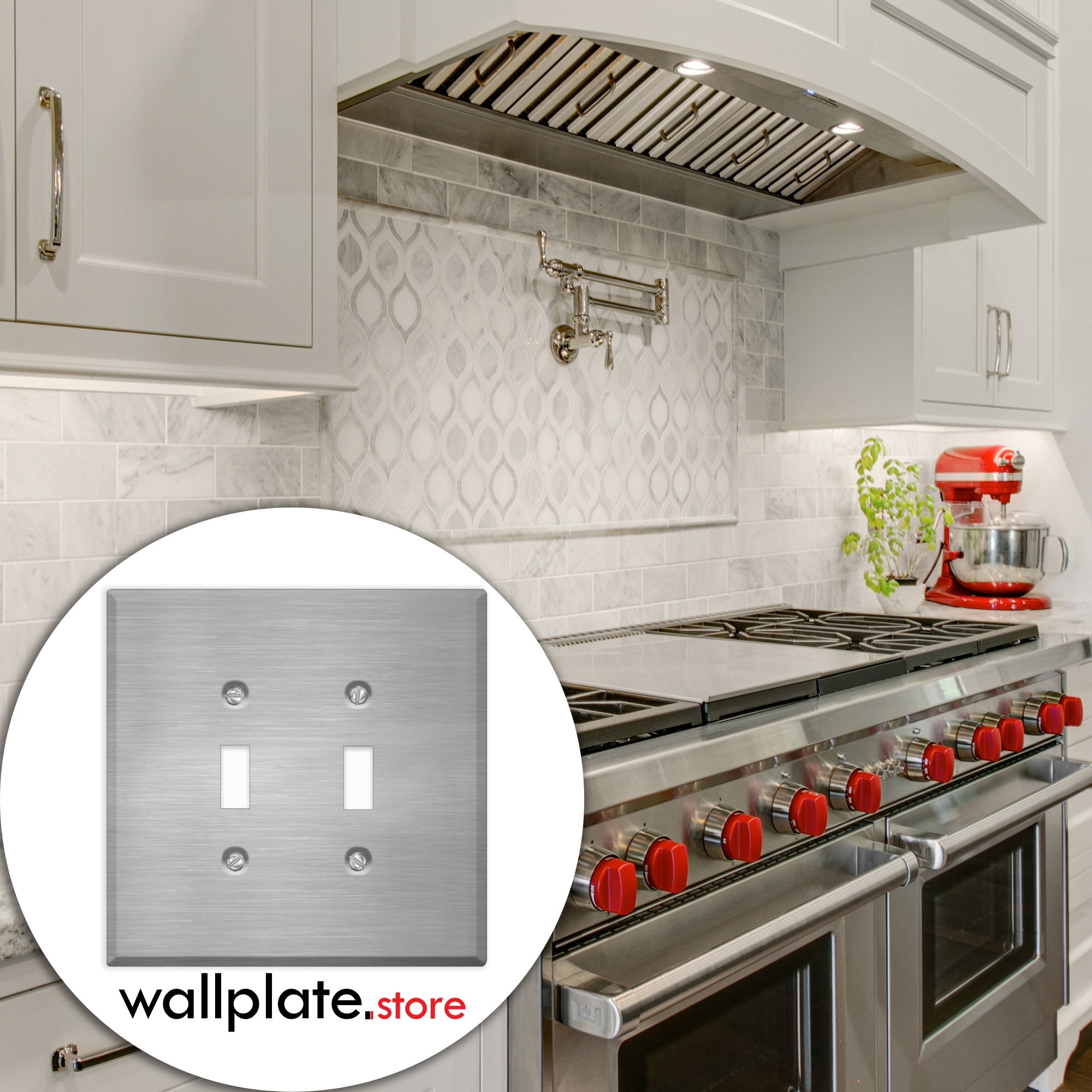 2 Gang Oversized Stainless Steel Toggle Switch Wall Plate - Made in USA