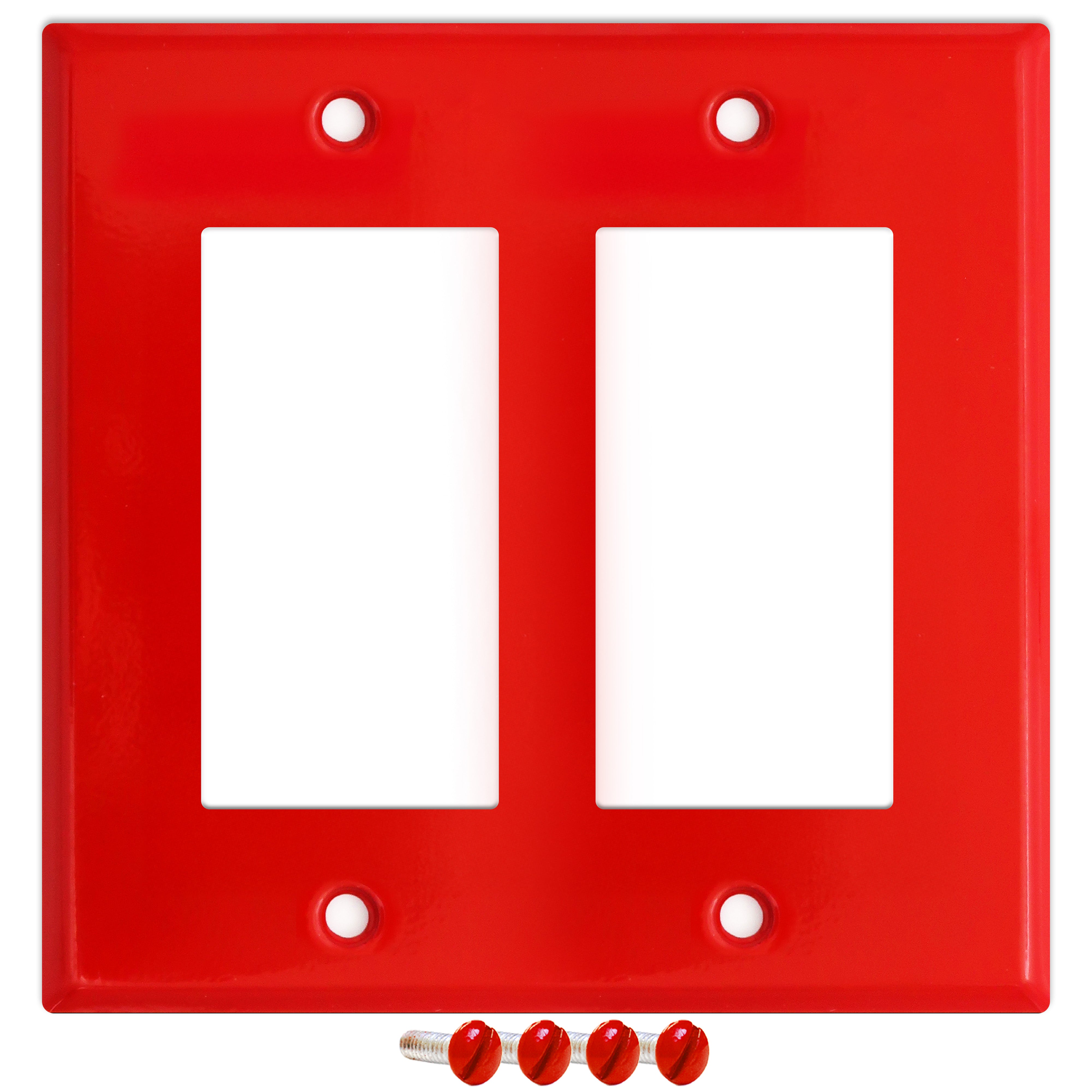 2 gang GFI, standard size, red painted metal wallplate
