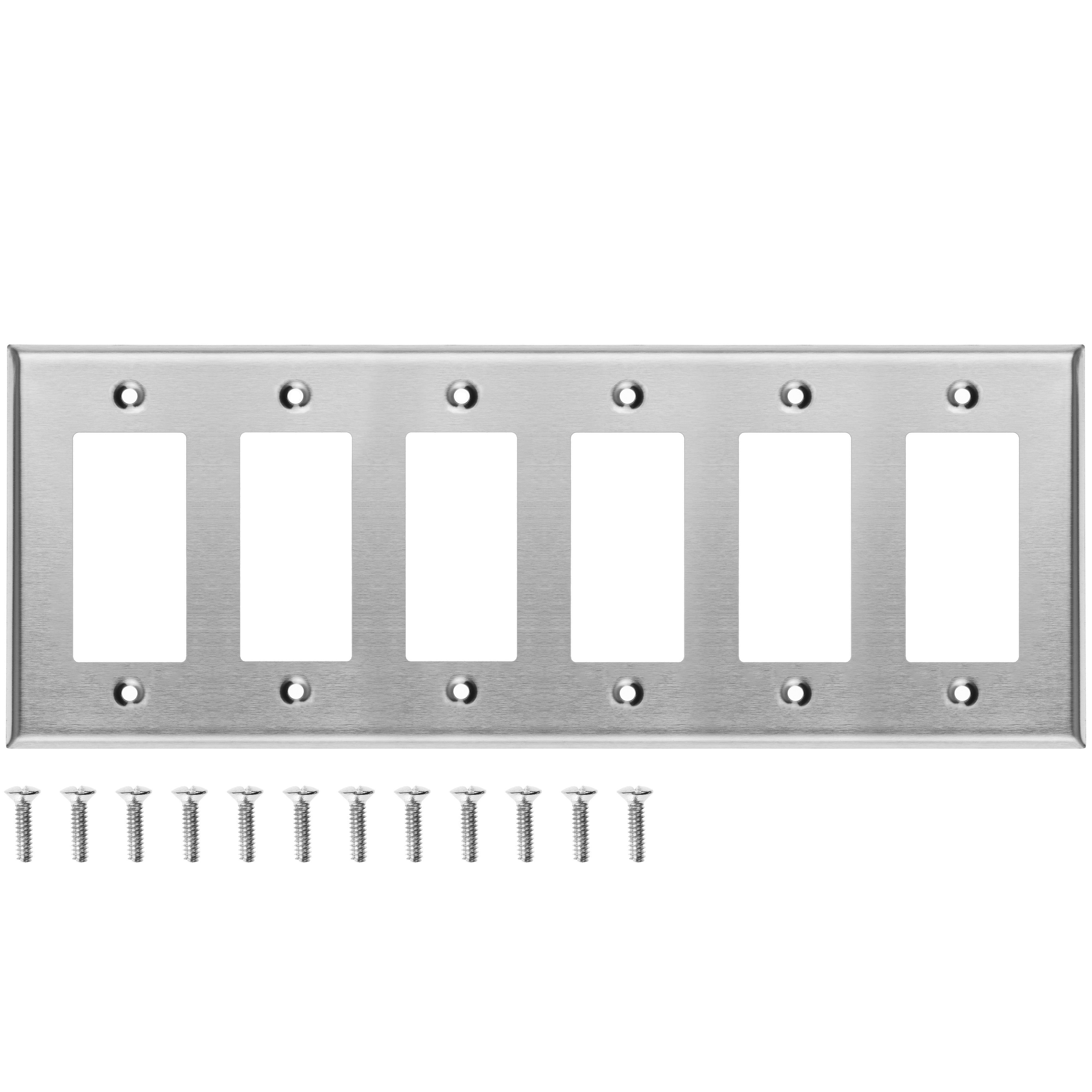 6-Gang Stainless Steel Rocker GFCI Decora® Style Wall Plate