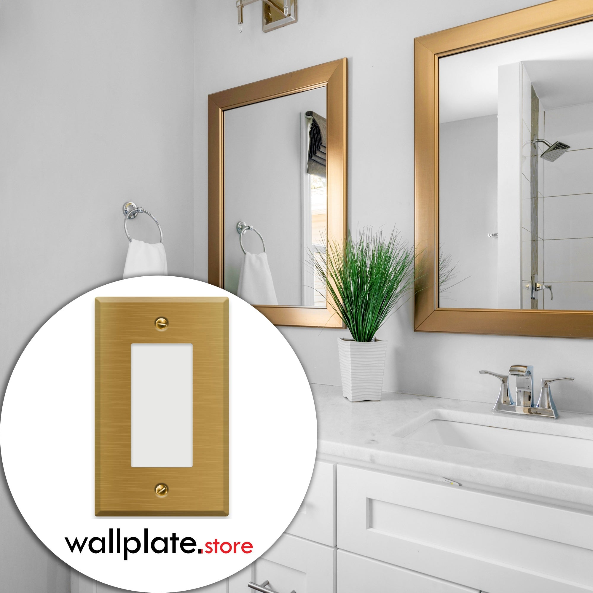 1 Gang Satin Brass Decora® Style Rocker Switch Wall Plate Cover