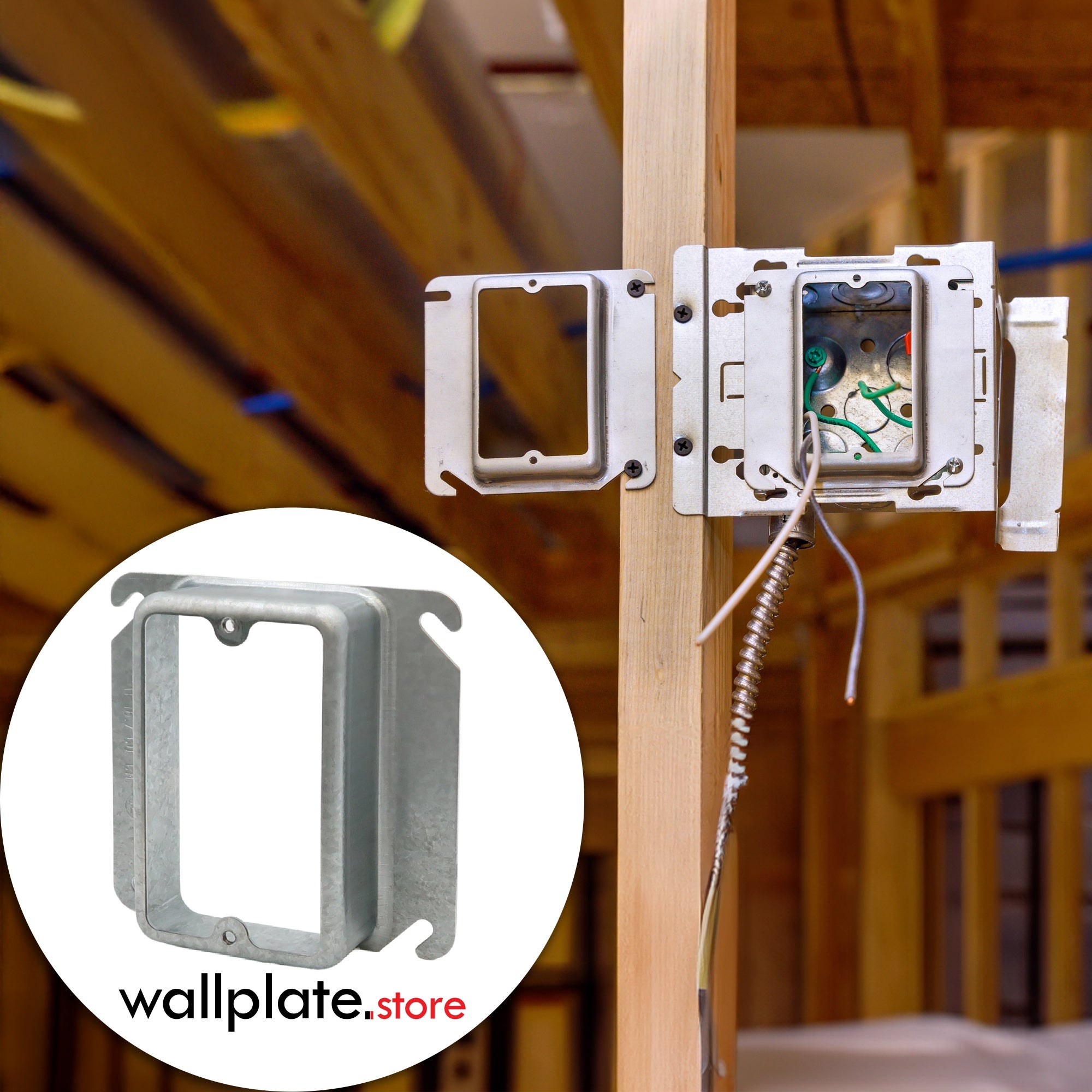 4 inch Square, 1-1/4 Inch Raised Mud Ring Device Cover for 1 device