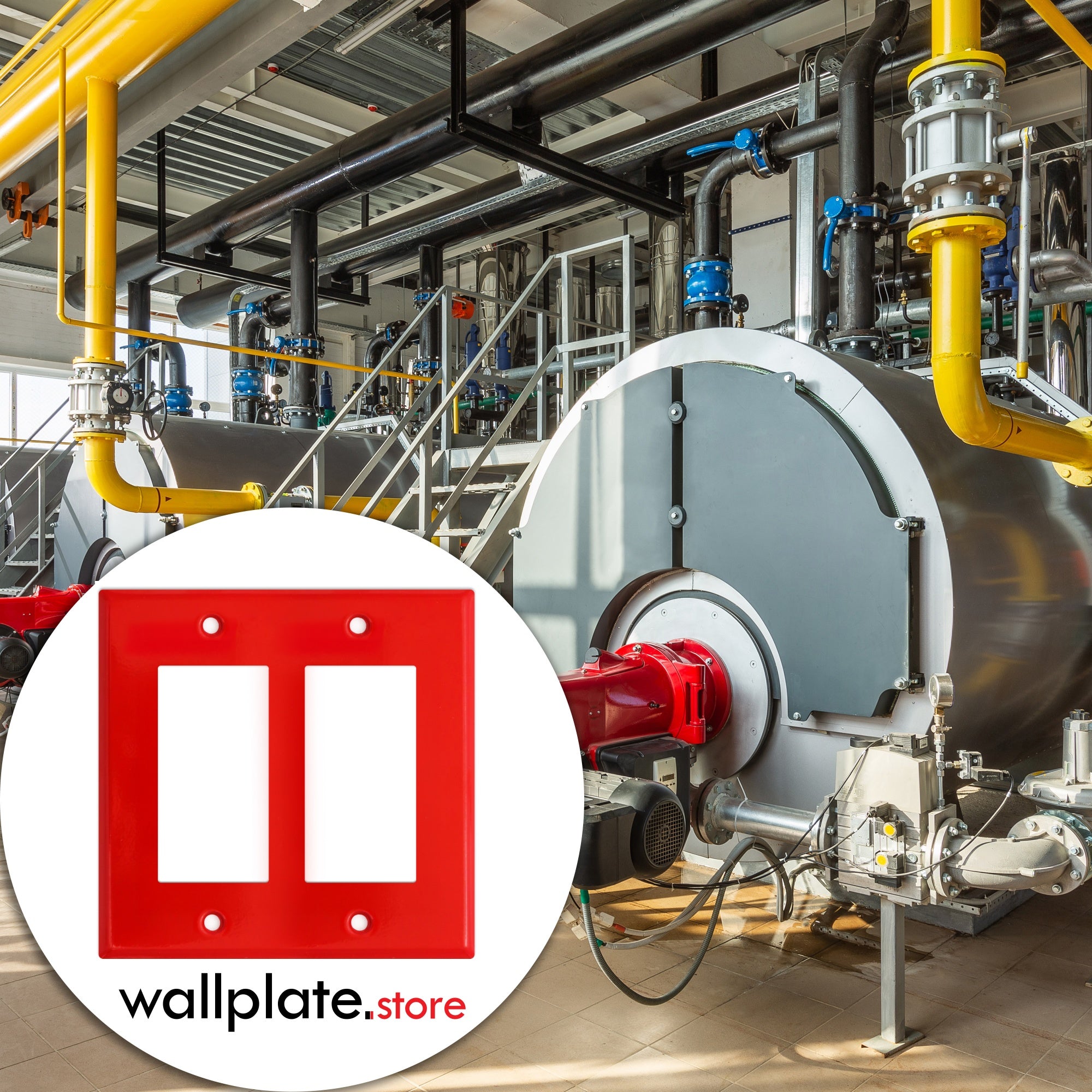 2 gang GFI, standard size, red painted metal wallplate