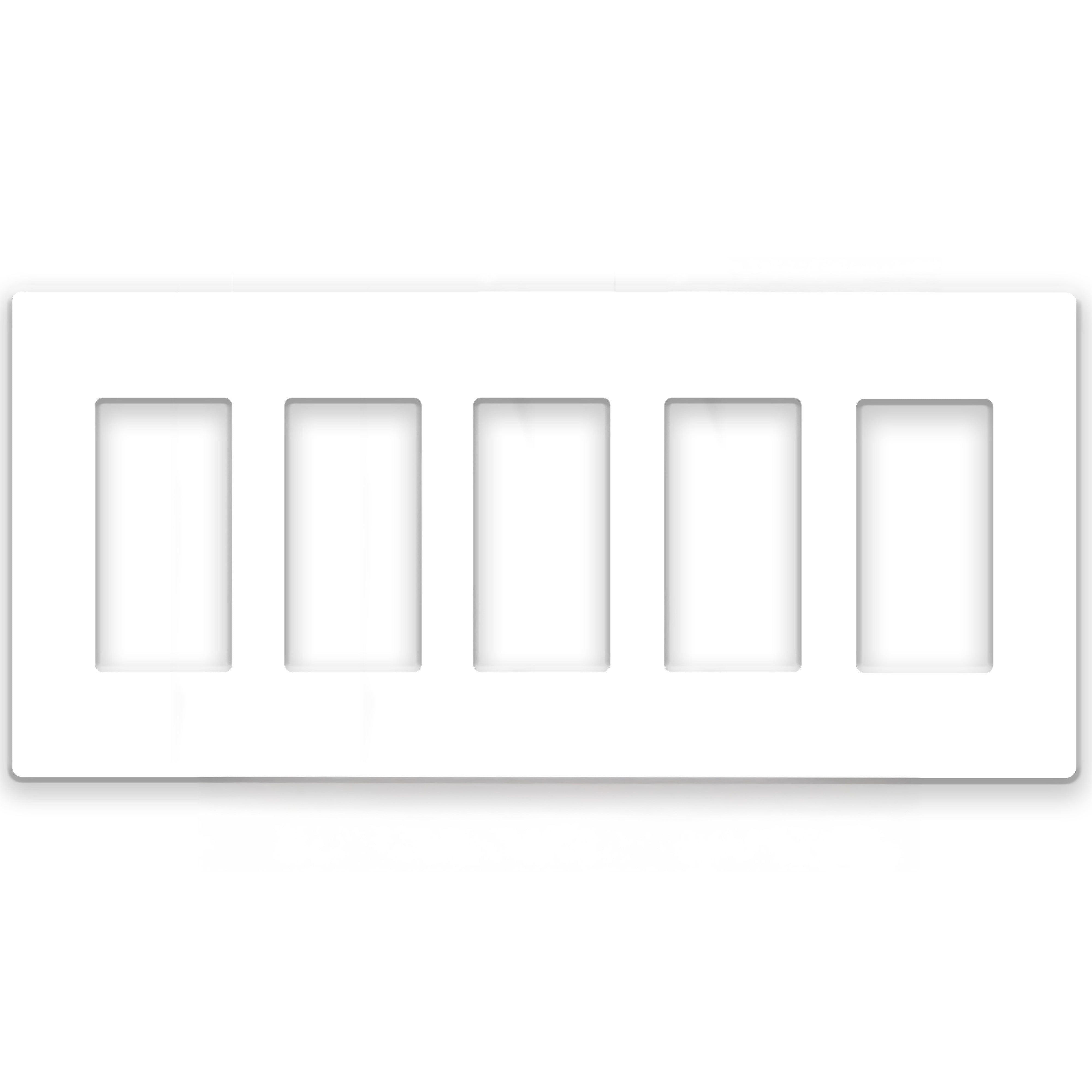 5 Gang White Screwless Rocker Switch Wall Plate
