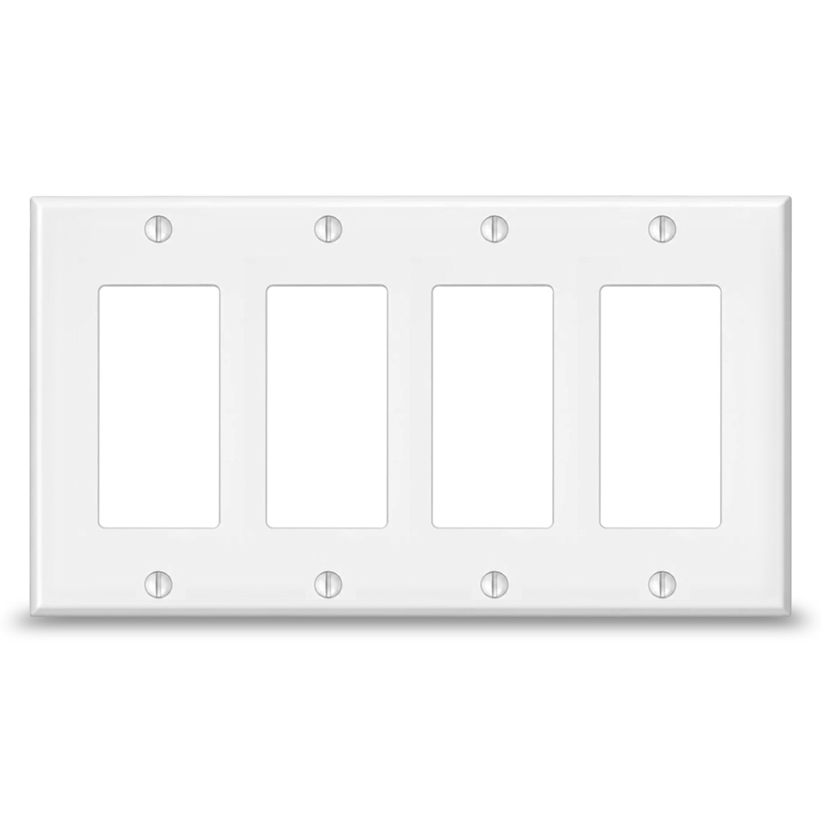 4 Gang White Metal Decora® Style Rocker GFCI Switch Wall Plate Cover
