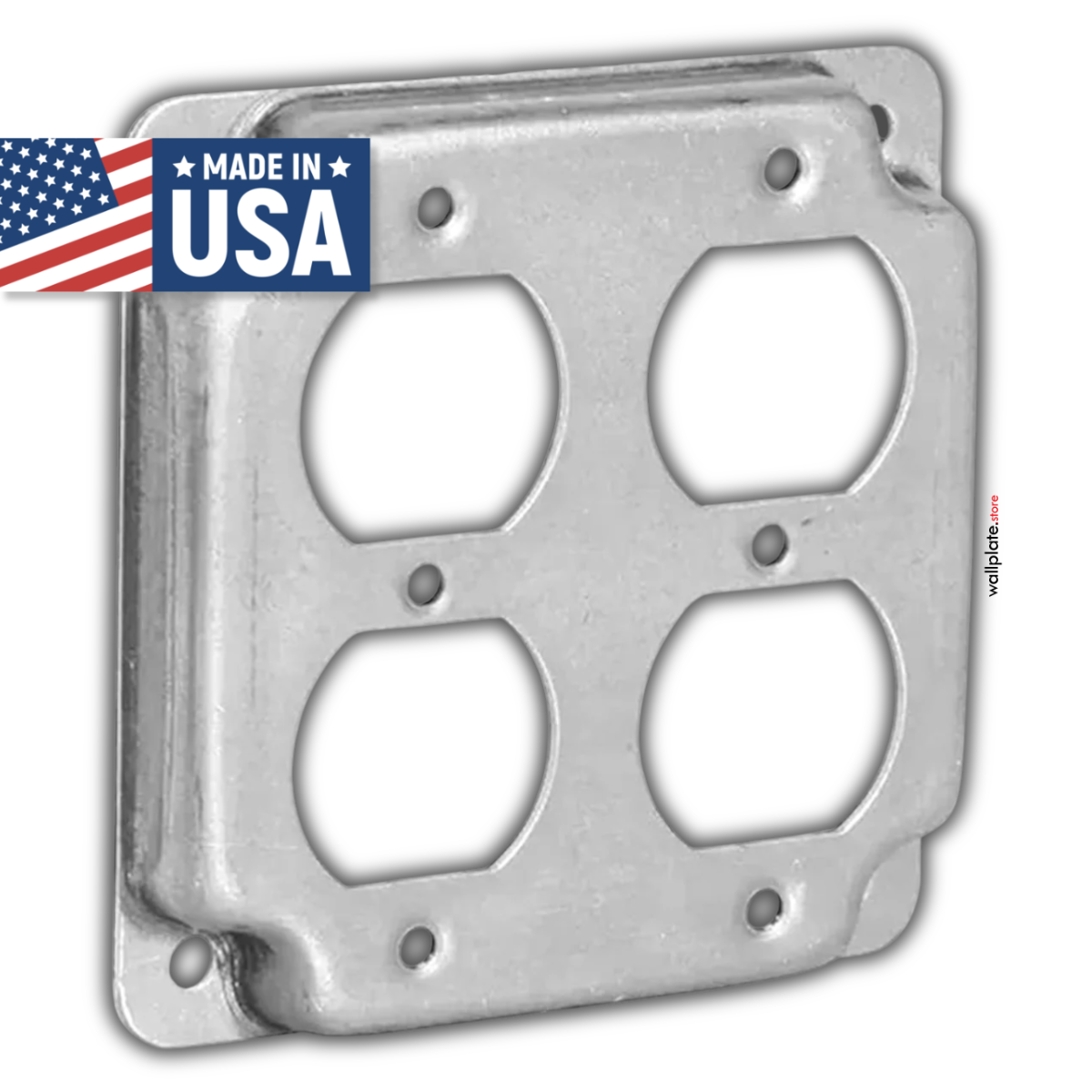 4 inch Square Galvanized Steel Double Duplex Receptacle Electrical Box Cover