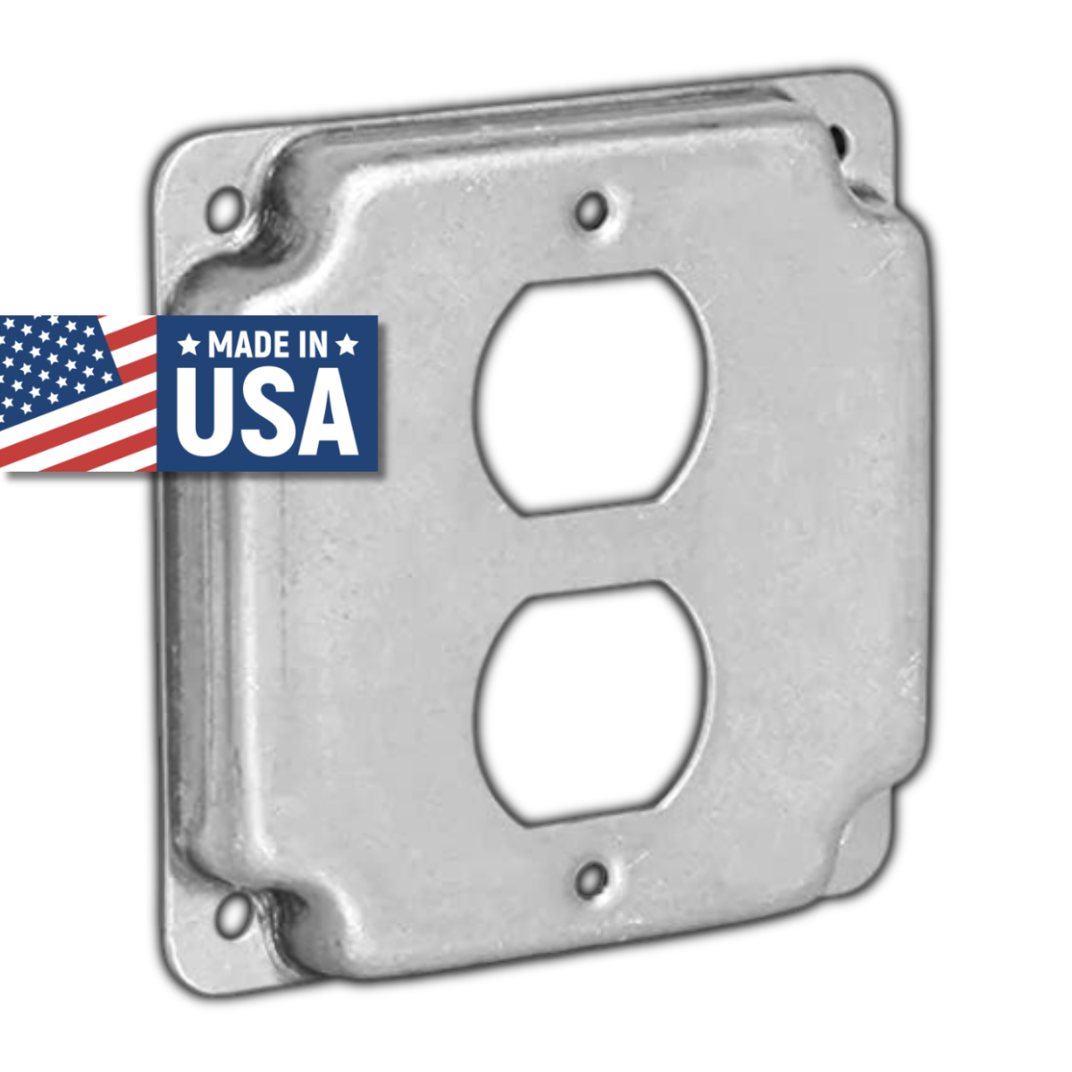 4 inch Square Galvanized Steel Duplex Receptacle Electrical Box Cover