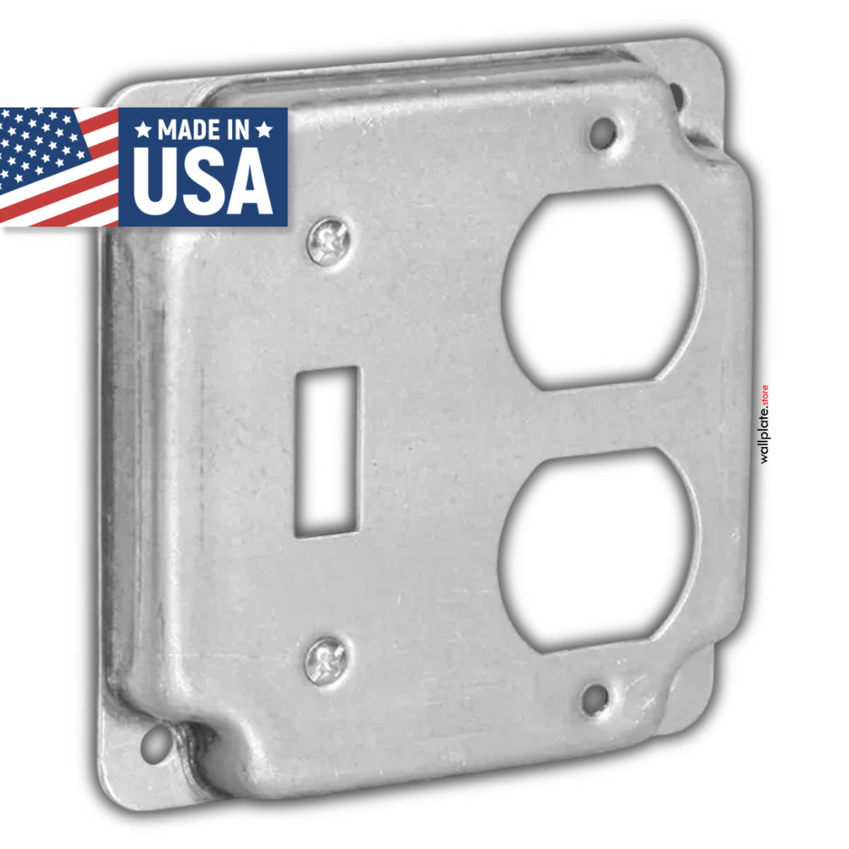 4 inch Square Galvanized Steel Toggle Switch and Duplex Receptacle Electrical Box Cover