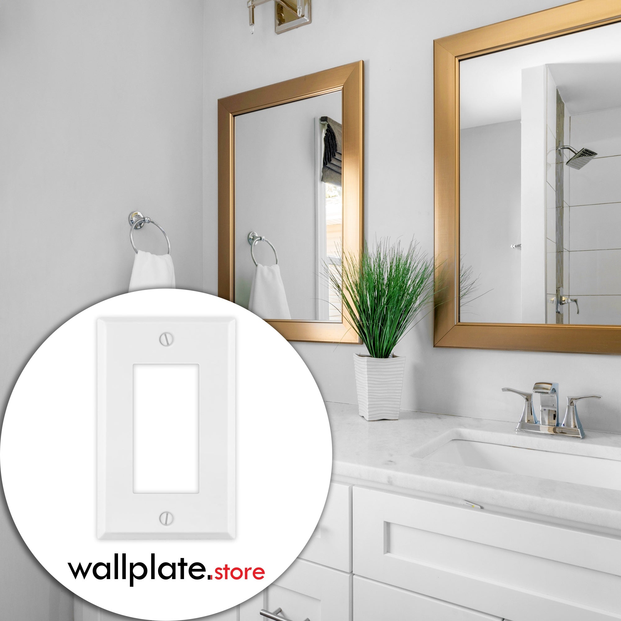 1 Gang Midi Size White Plastic Rocker Switch Wall Plate